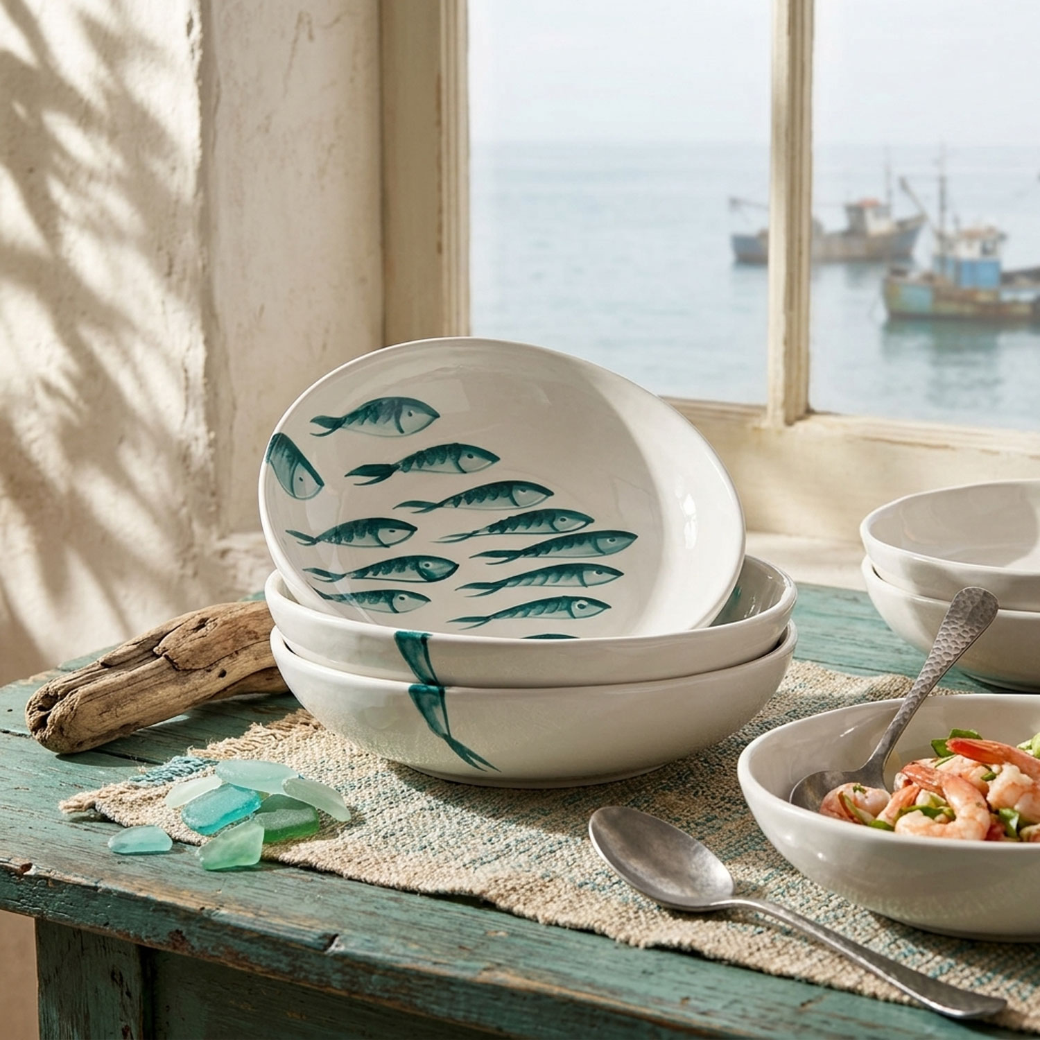 Plate with fishes