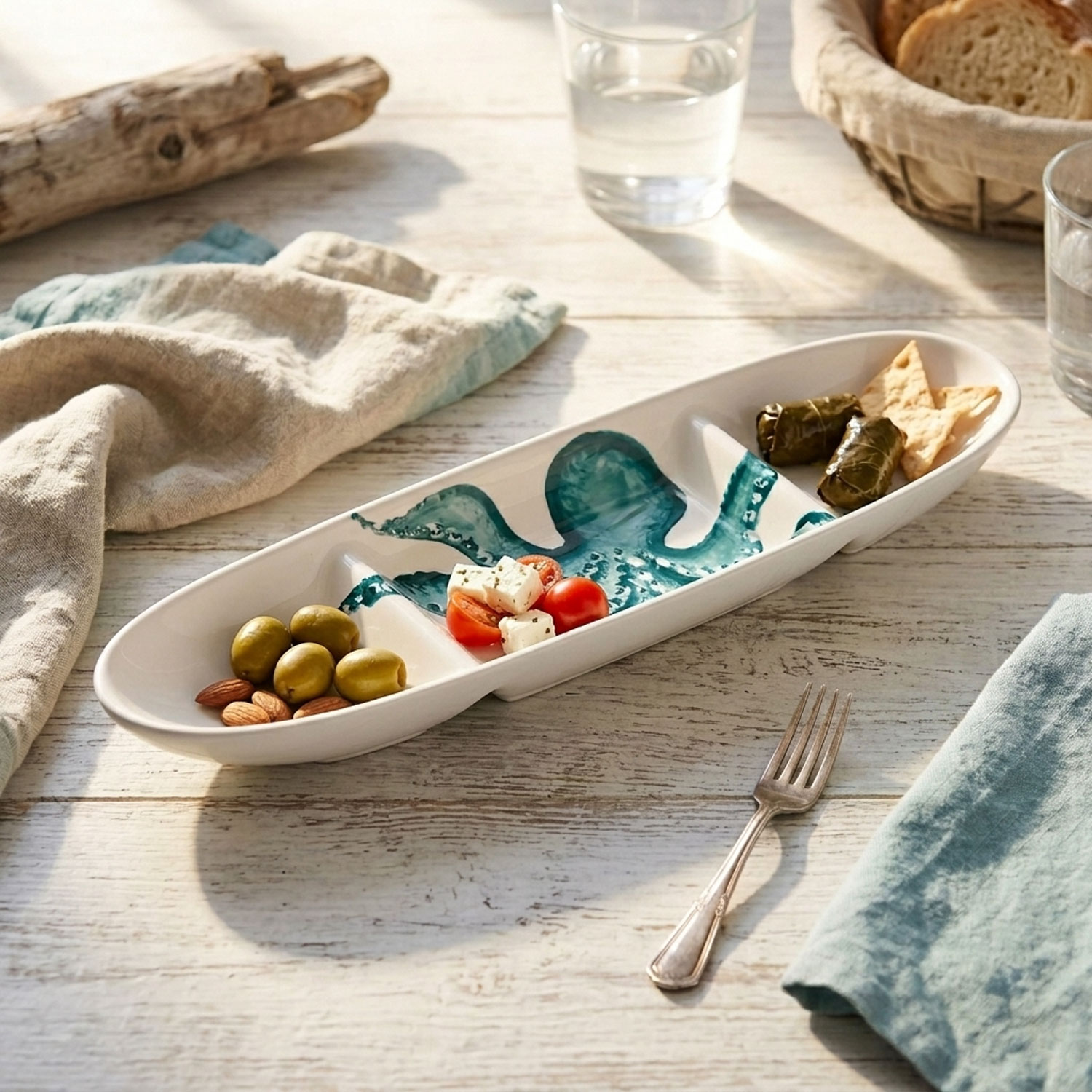 Antipastiera in ceramica decorata polpo