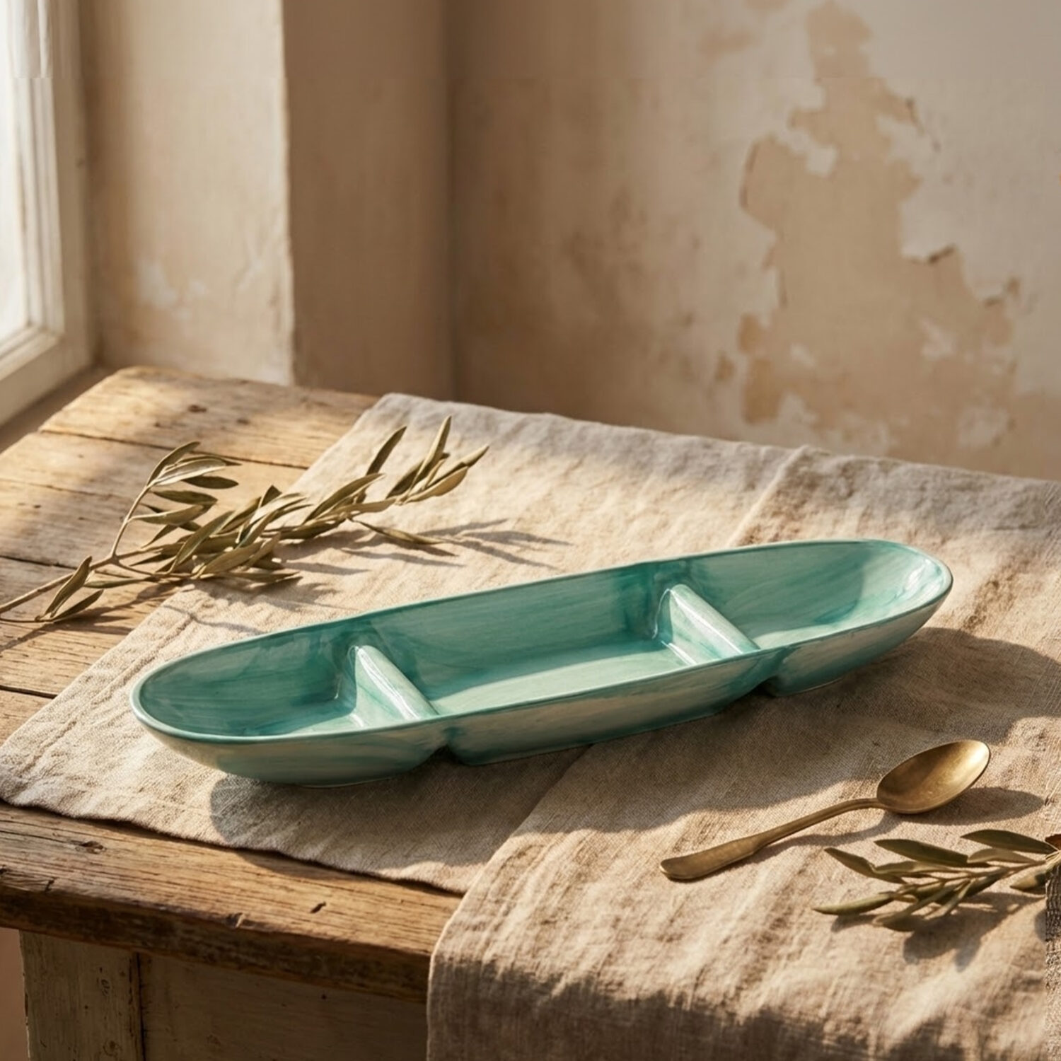 Antipastiera in ceramica decorata tiffany