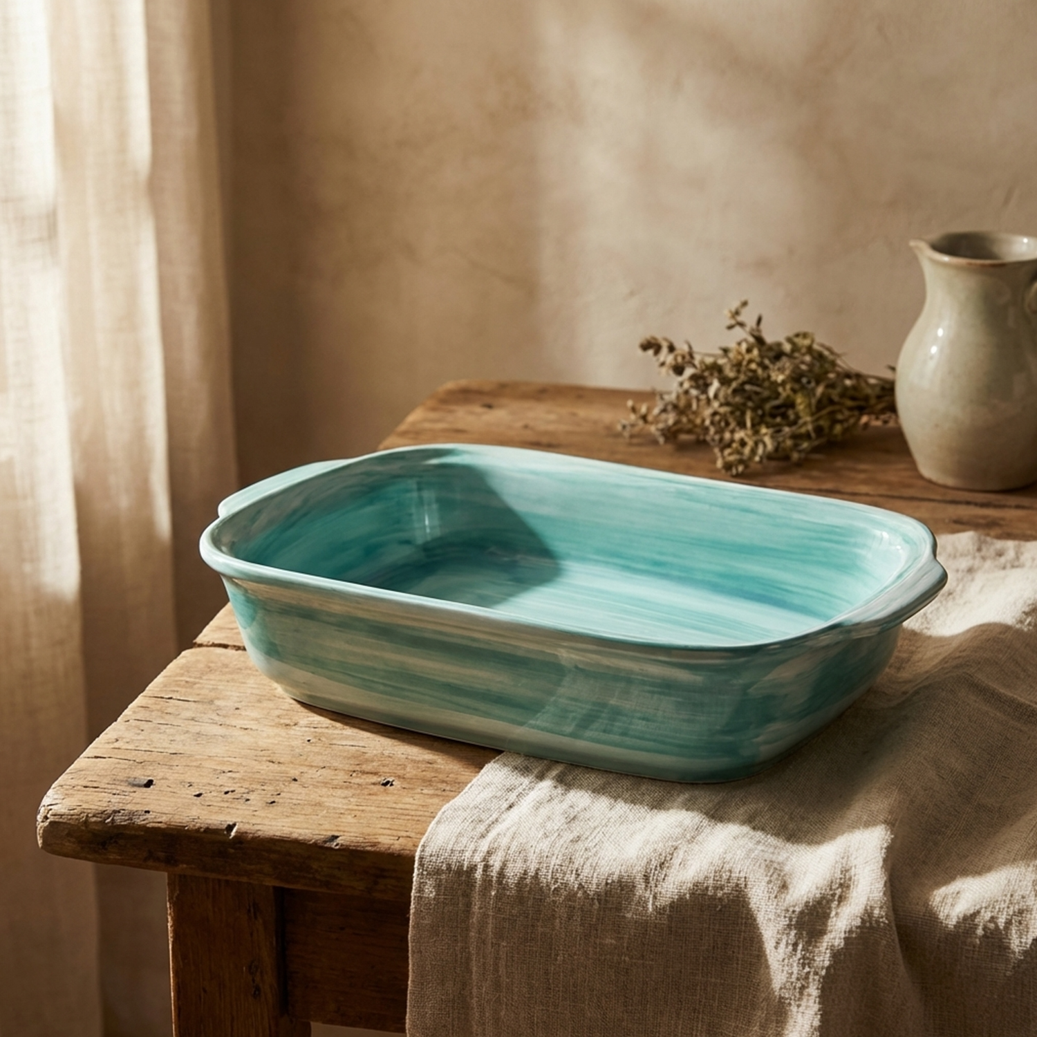 Teglia pirofila in ceramica decorata tiffany