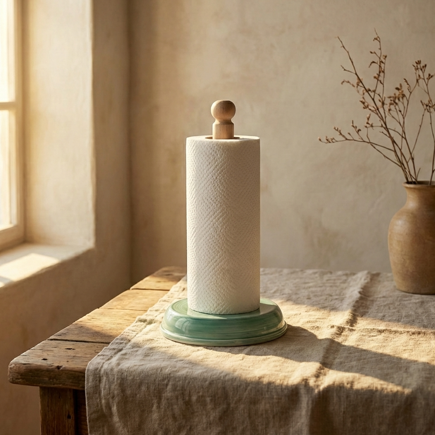 Portarotolo da cucina in ceramica decorata tiffany