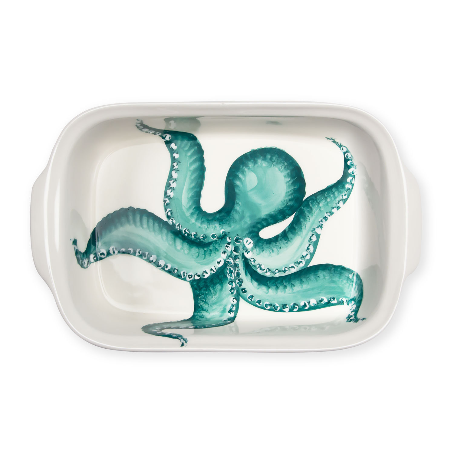 Teglia pirofila in ceramica decorata polpo