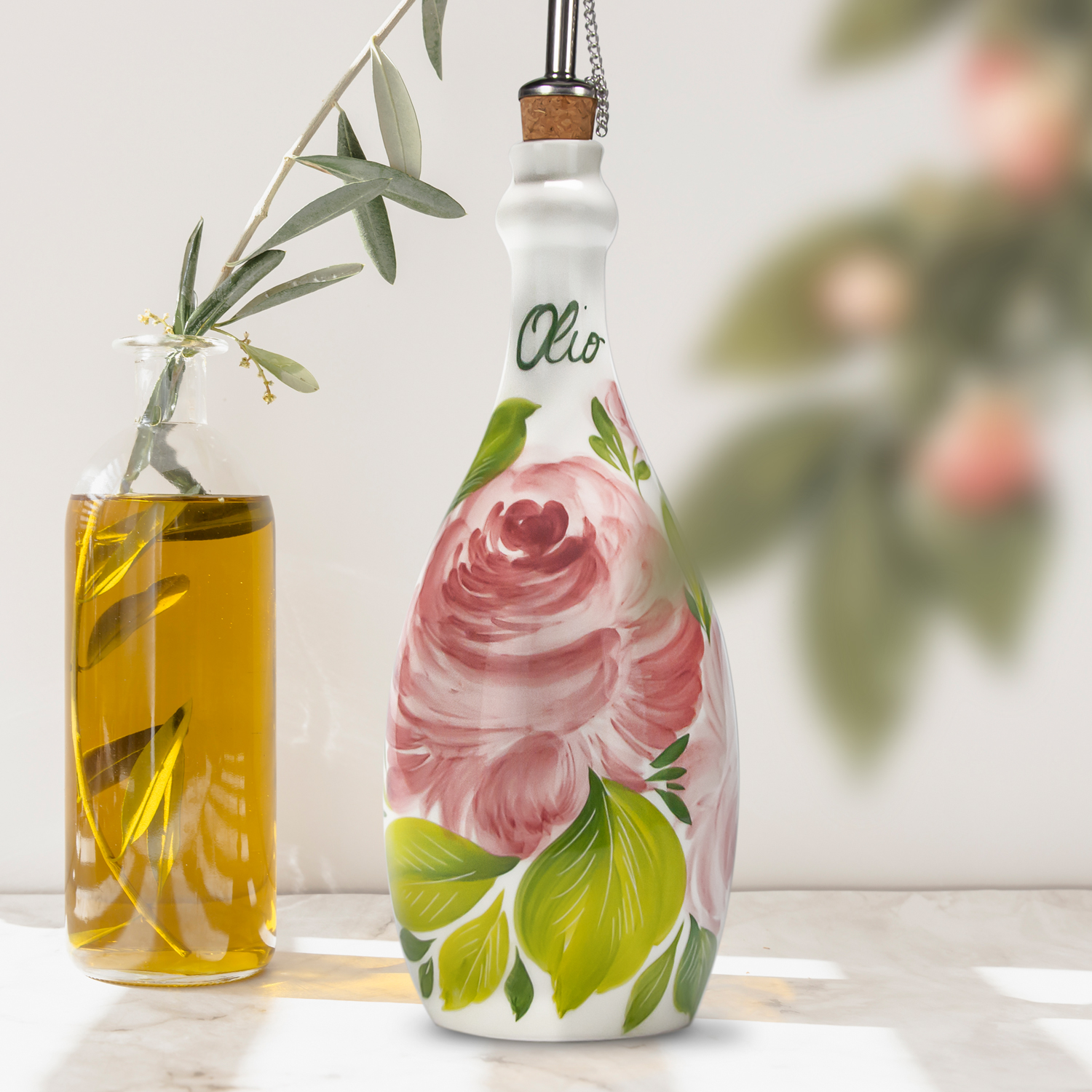 Ölflasche mit rosen 750 ml