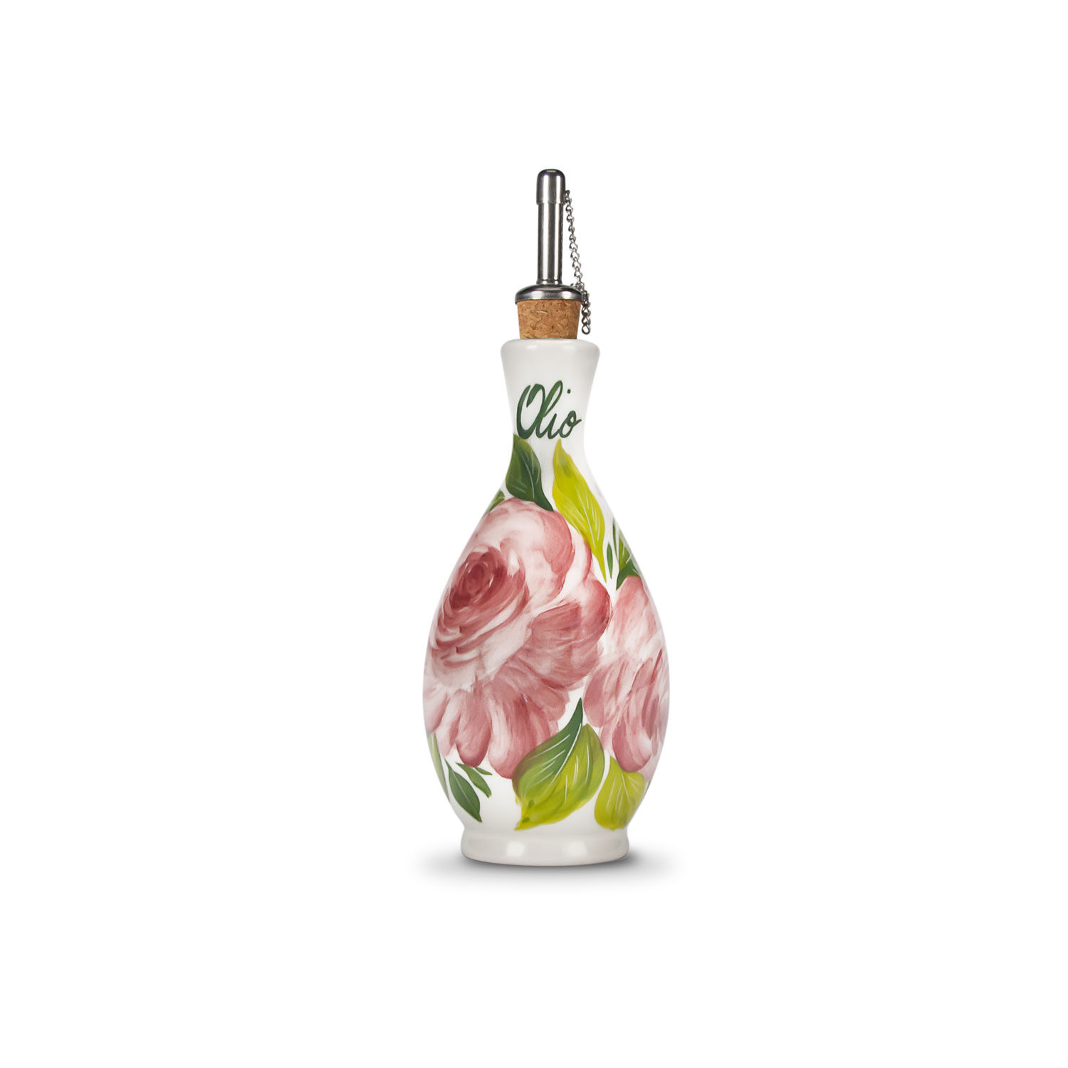 Bottiglia olio in ceramica decorata rose 250 ml