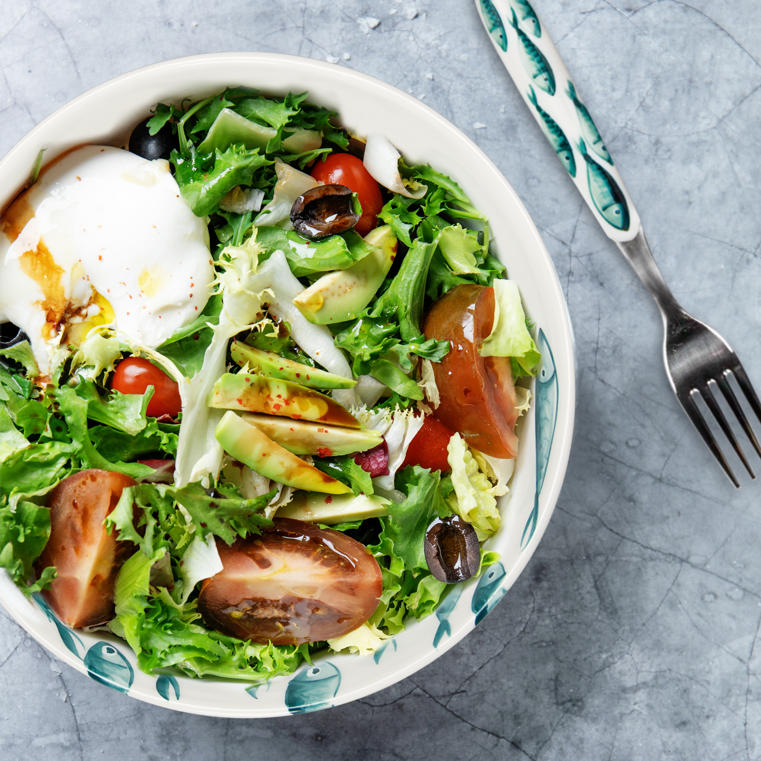 Ciotola in ceramica decorata pesci da 19