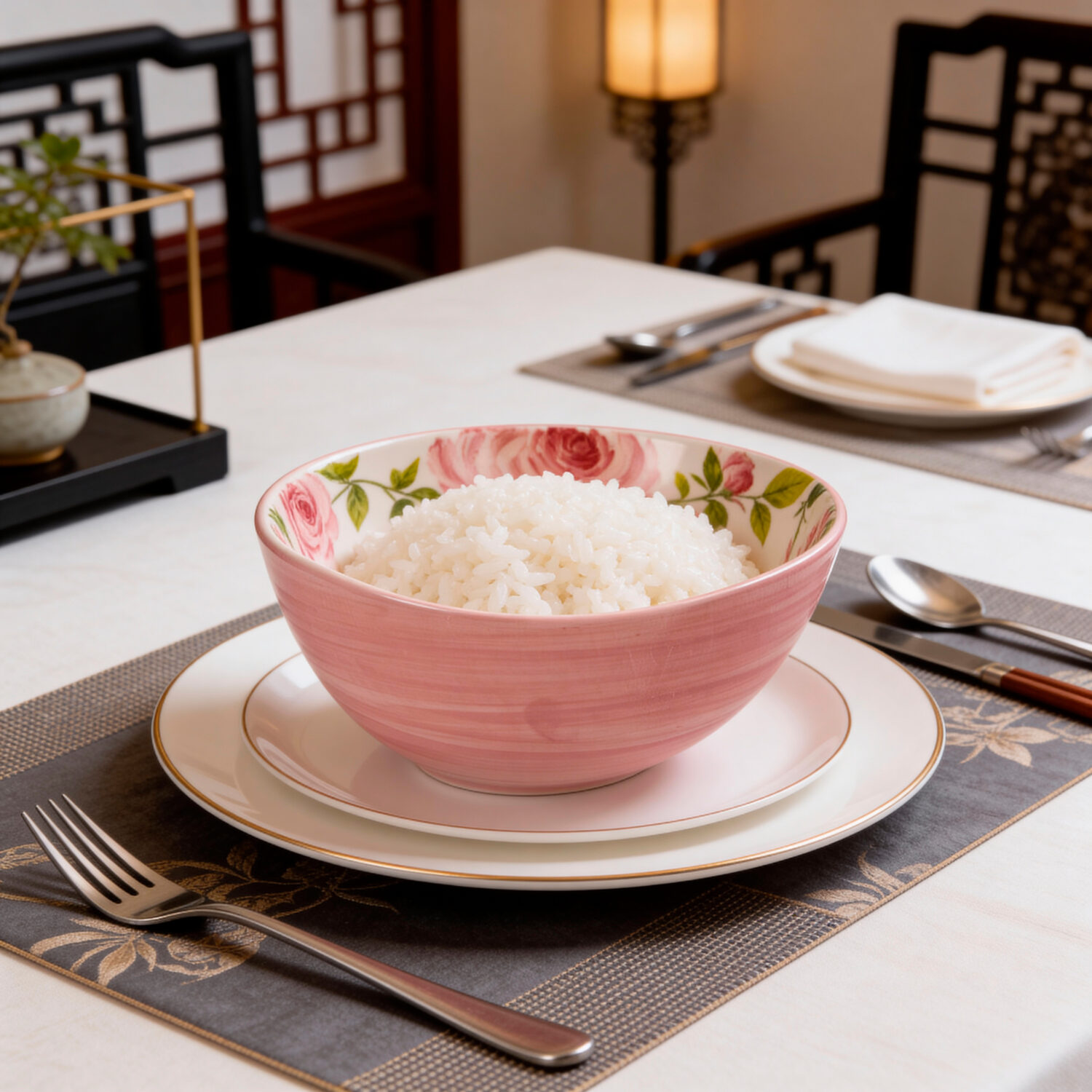 Ciotola in ceramica decorata rose da 19