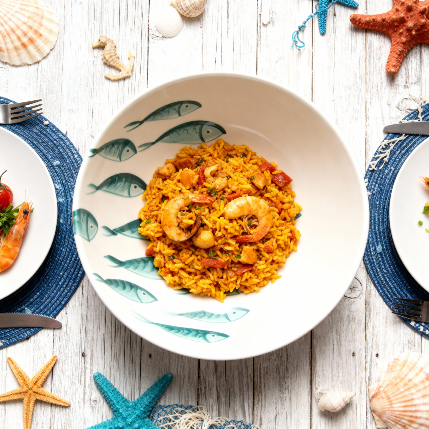 Ciotola in ceramica decorata pesci da 28