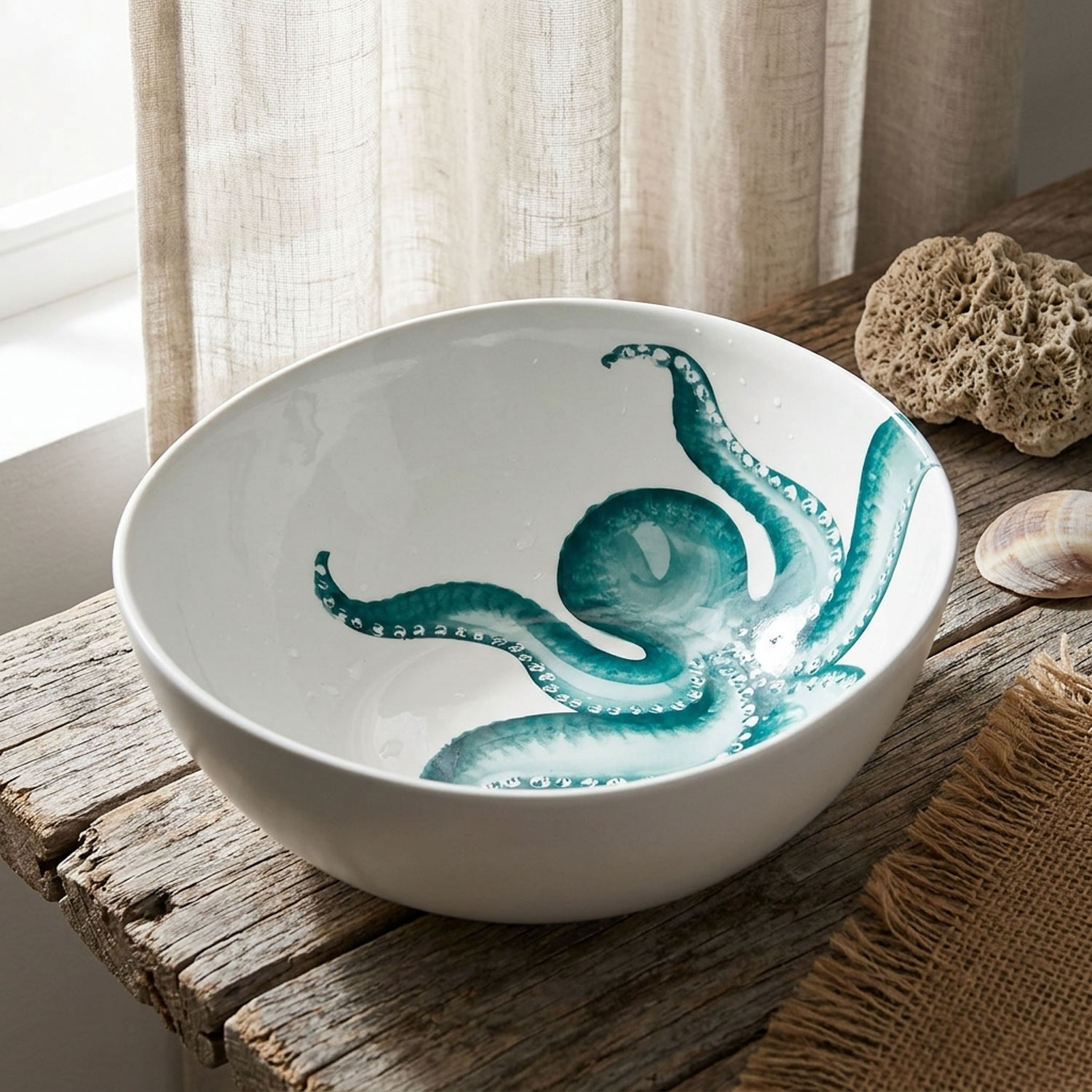Ciotola in ceramica decorata polpo da 28