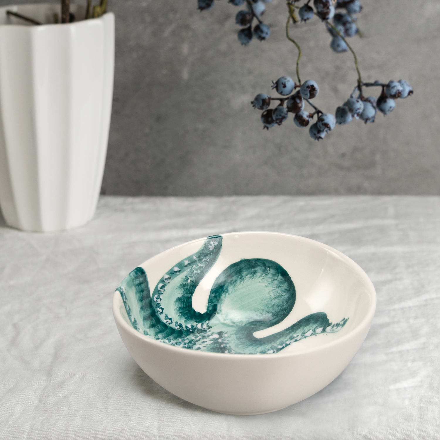 Ciotola in ceramica decorata polpo da 14