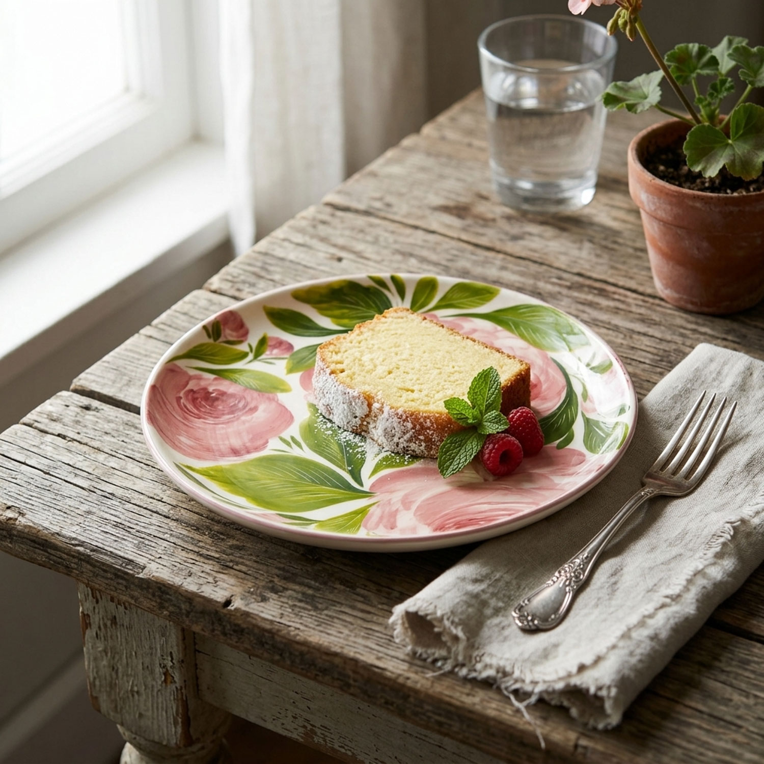 Piatto frutta in ceramica decorata rose