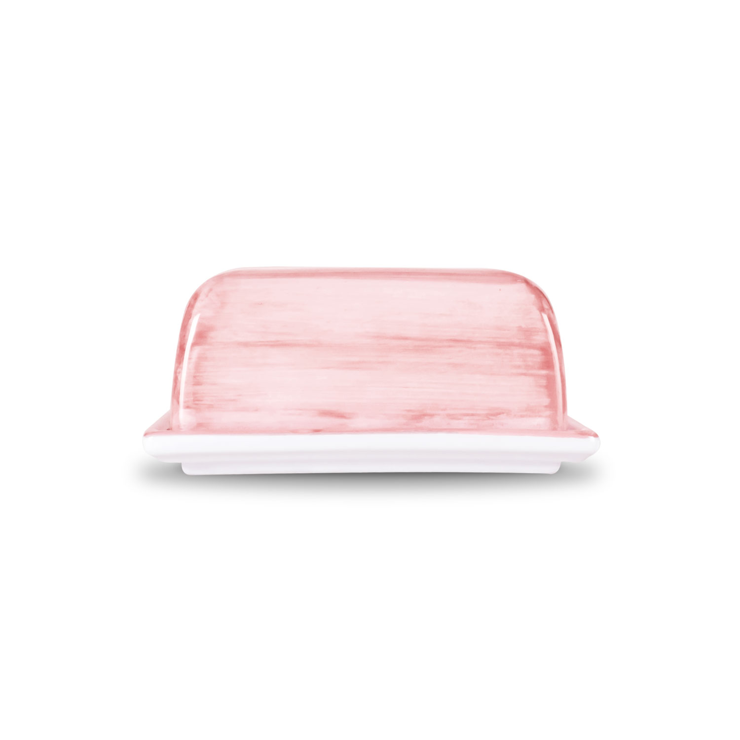 Burriera in ceramica decorata rosa