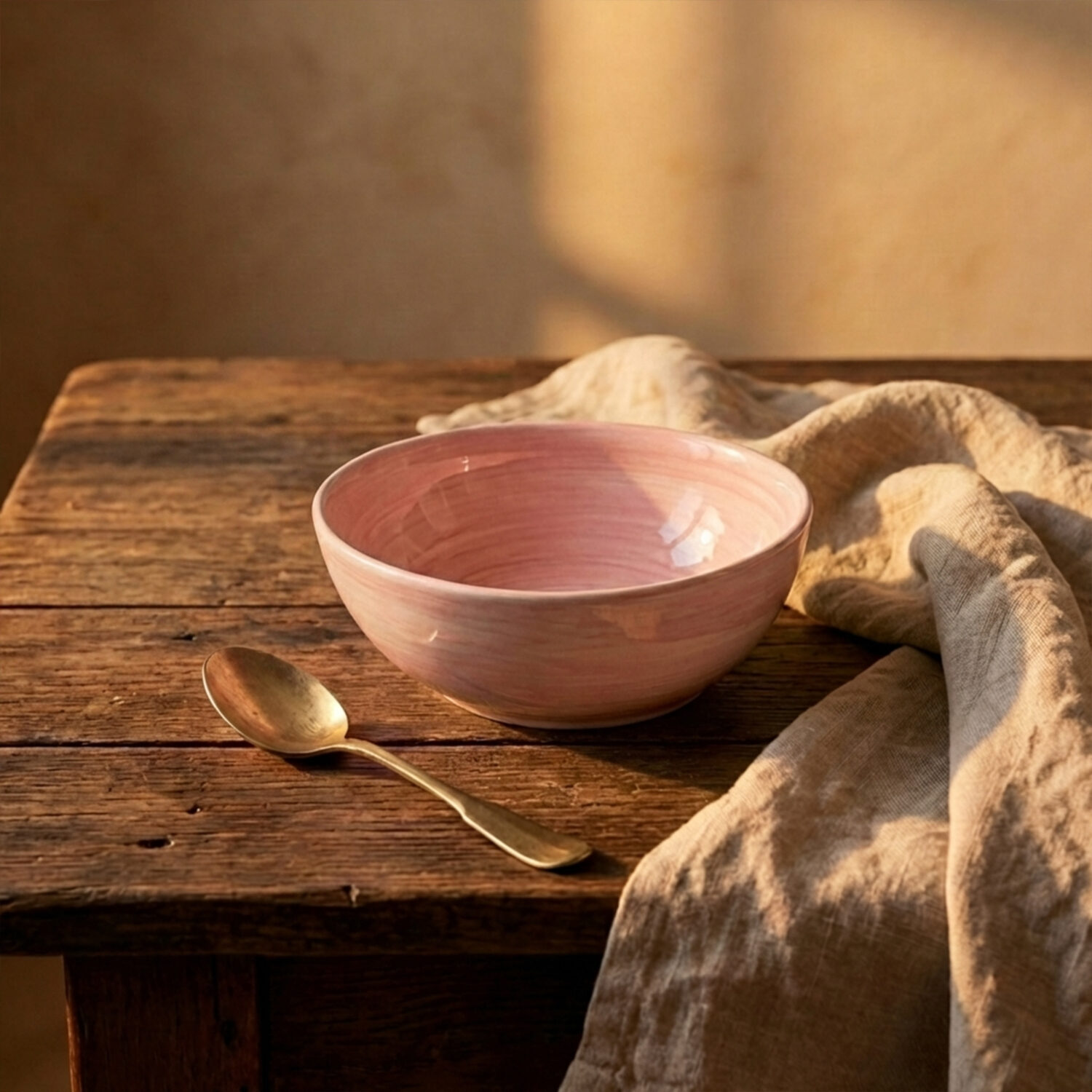 Ciotola in ceramica decorata rosa da 14