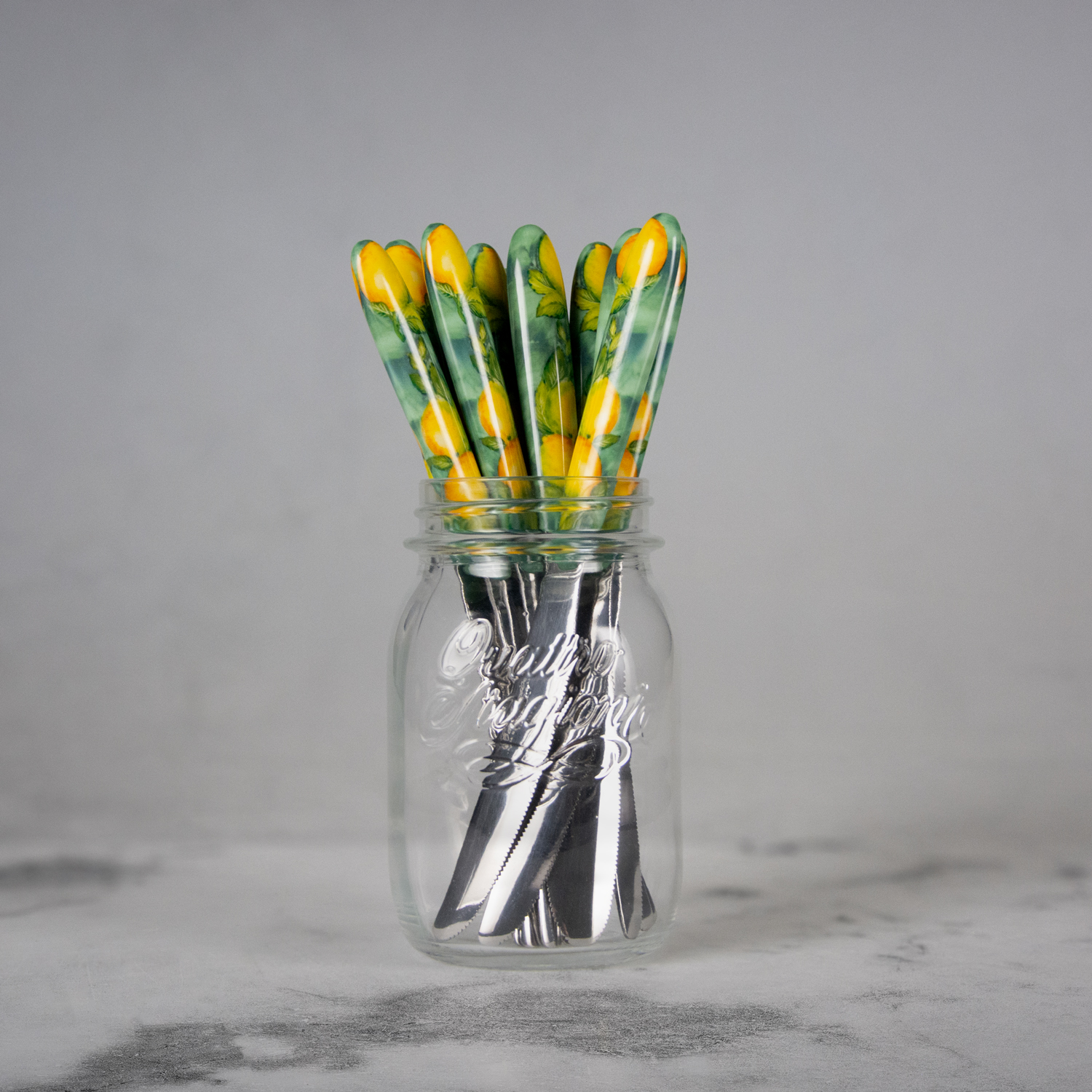 Coltello da tavola con manico decorato limoni