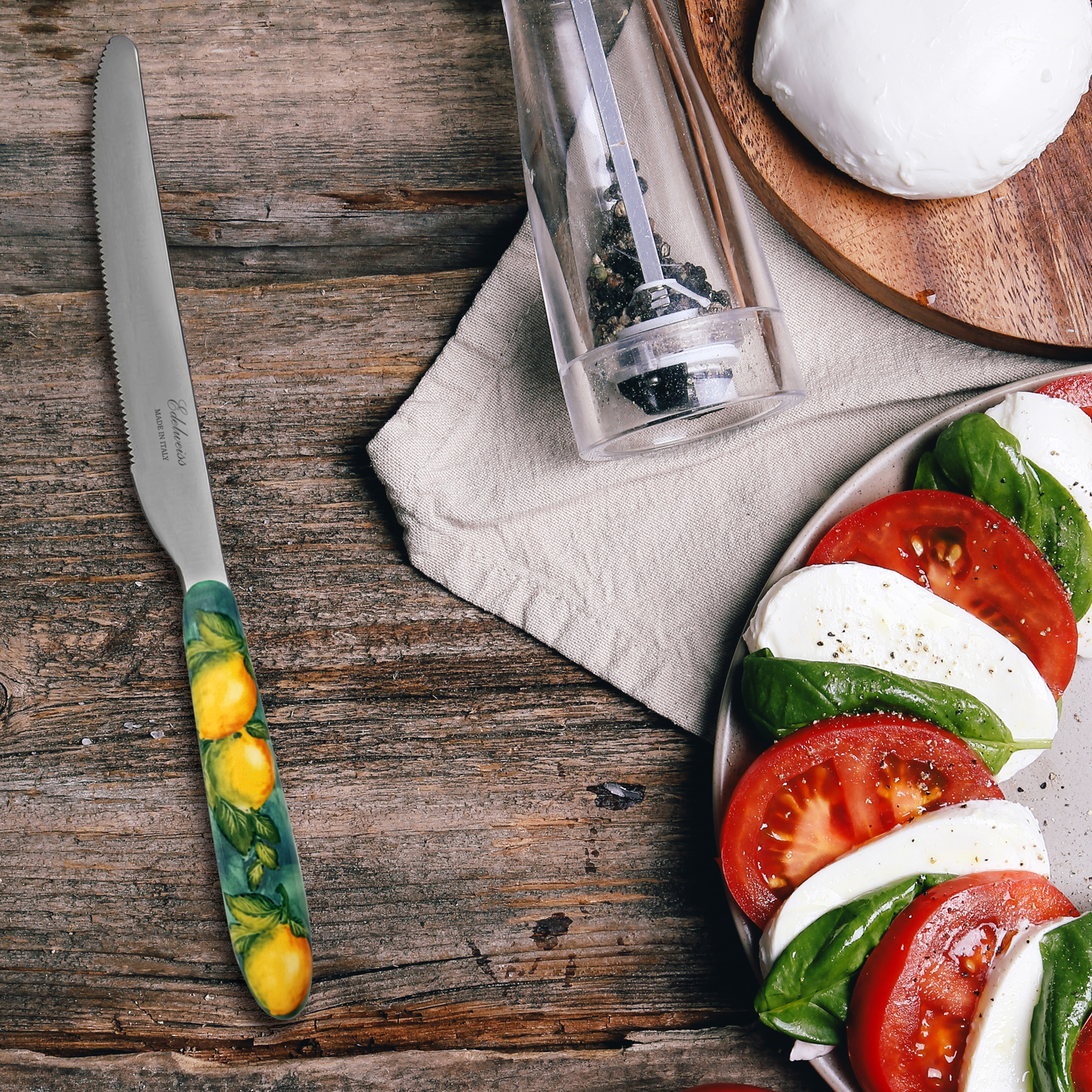 Coltello da tavola con manico decorato limoni