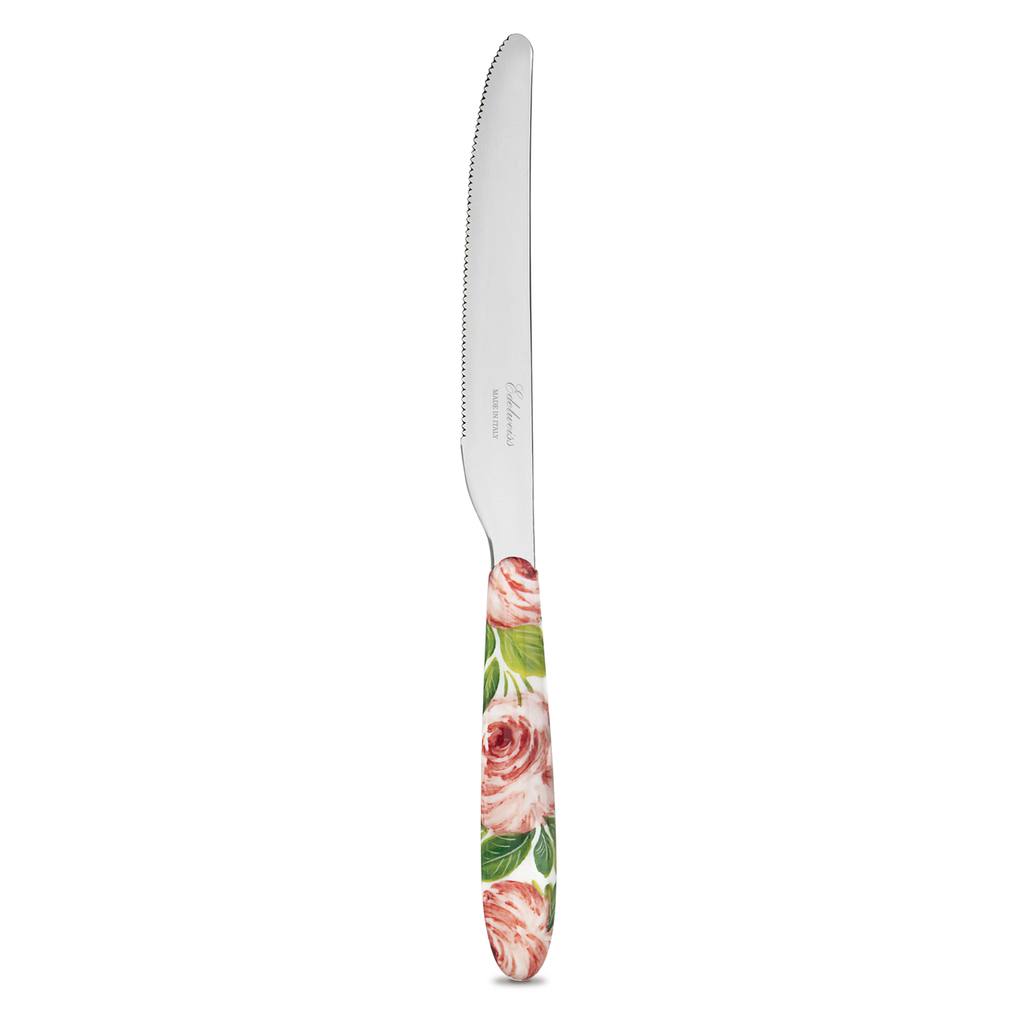 Coltello da tavola con manico decorato rose