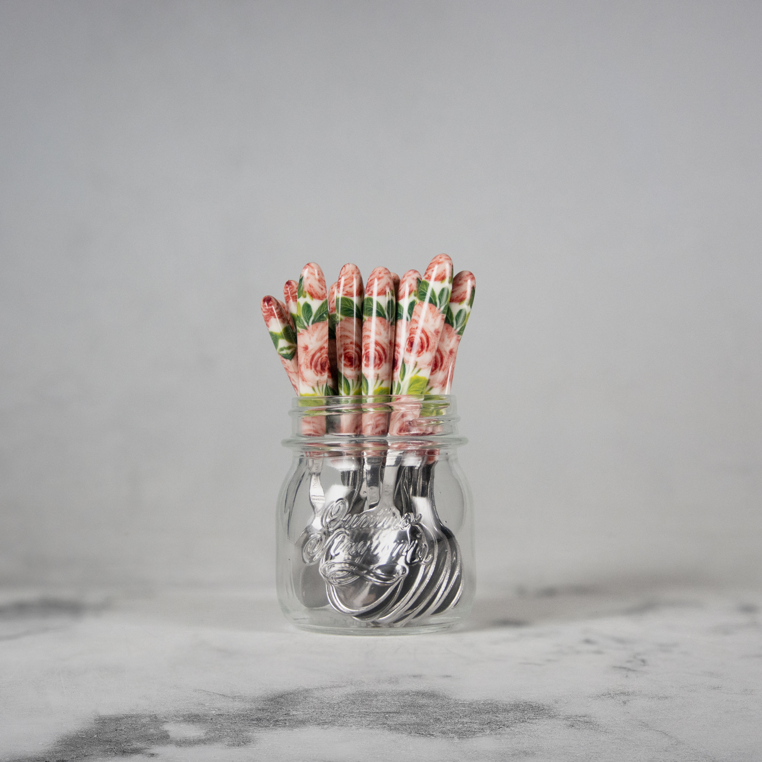 Cucchiaino con manico decorato rose