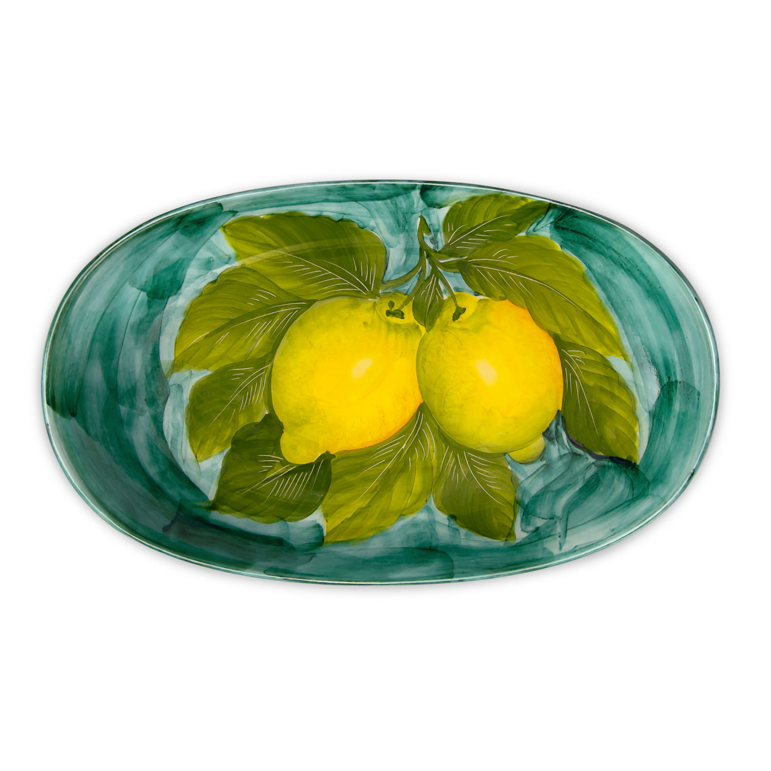 Piatto da portata in ceramica decorata limoni