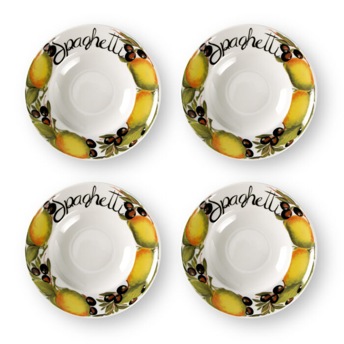 Lemon and olive pasta plate set