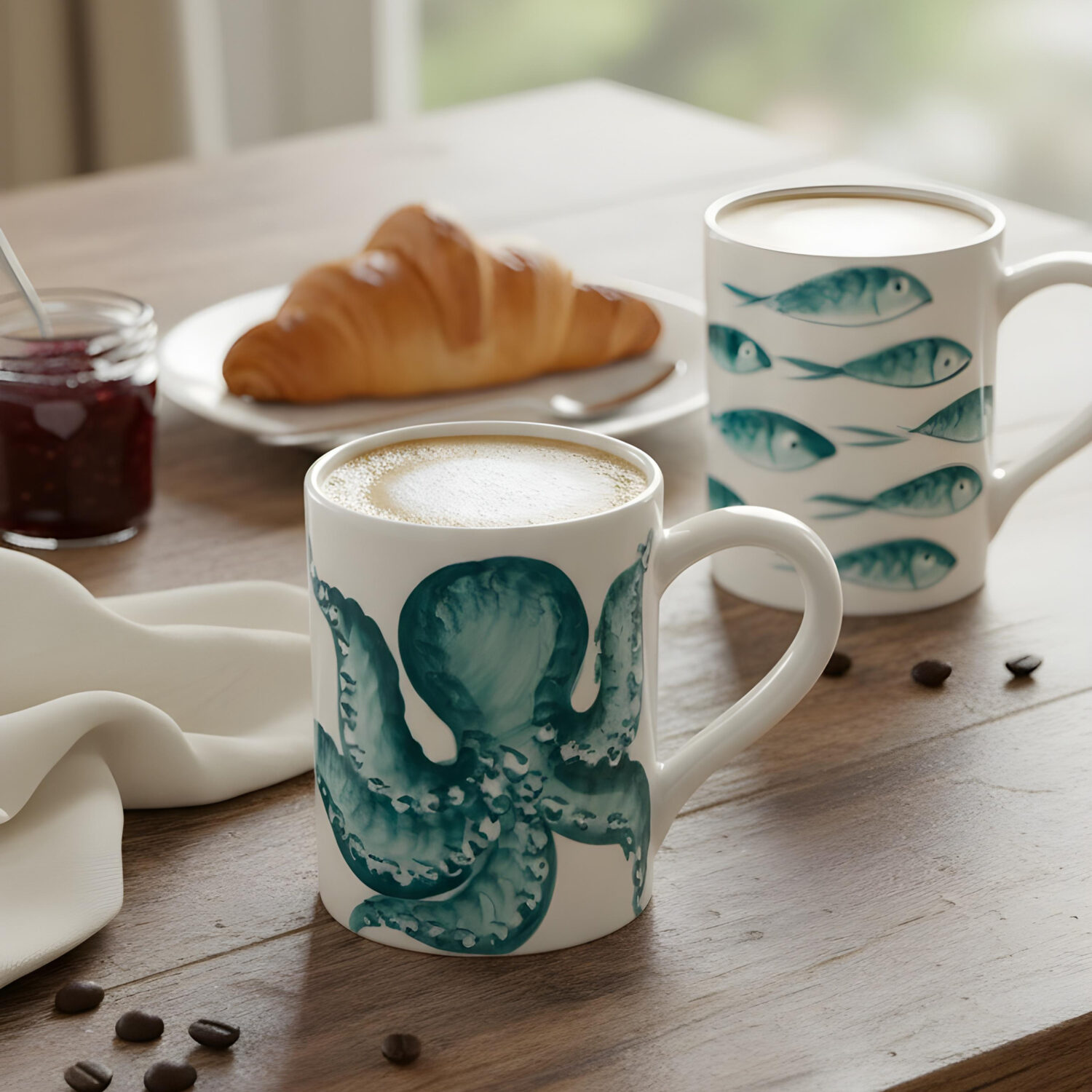 Tazza in ceramica decorata polpo