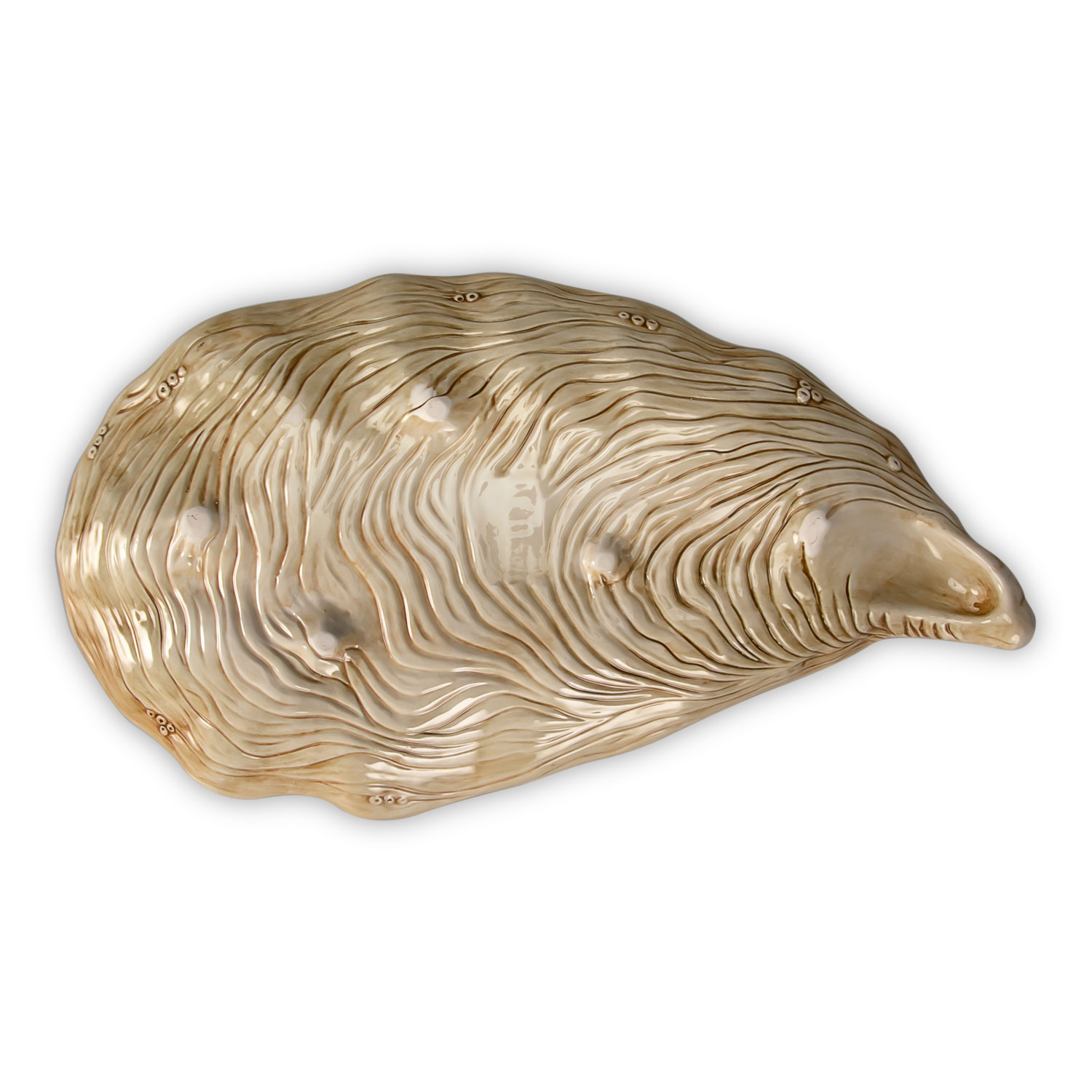 Vassoio grande in ceramica decorata ostrica