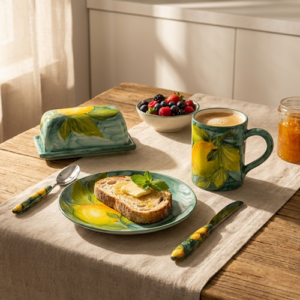 Set colazione in ceramica decorata limoni