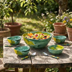 Set macedonia in ceramica decorata limoni