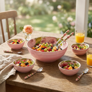 Set macedonia in ceramica decorata rose
