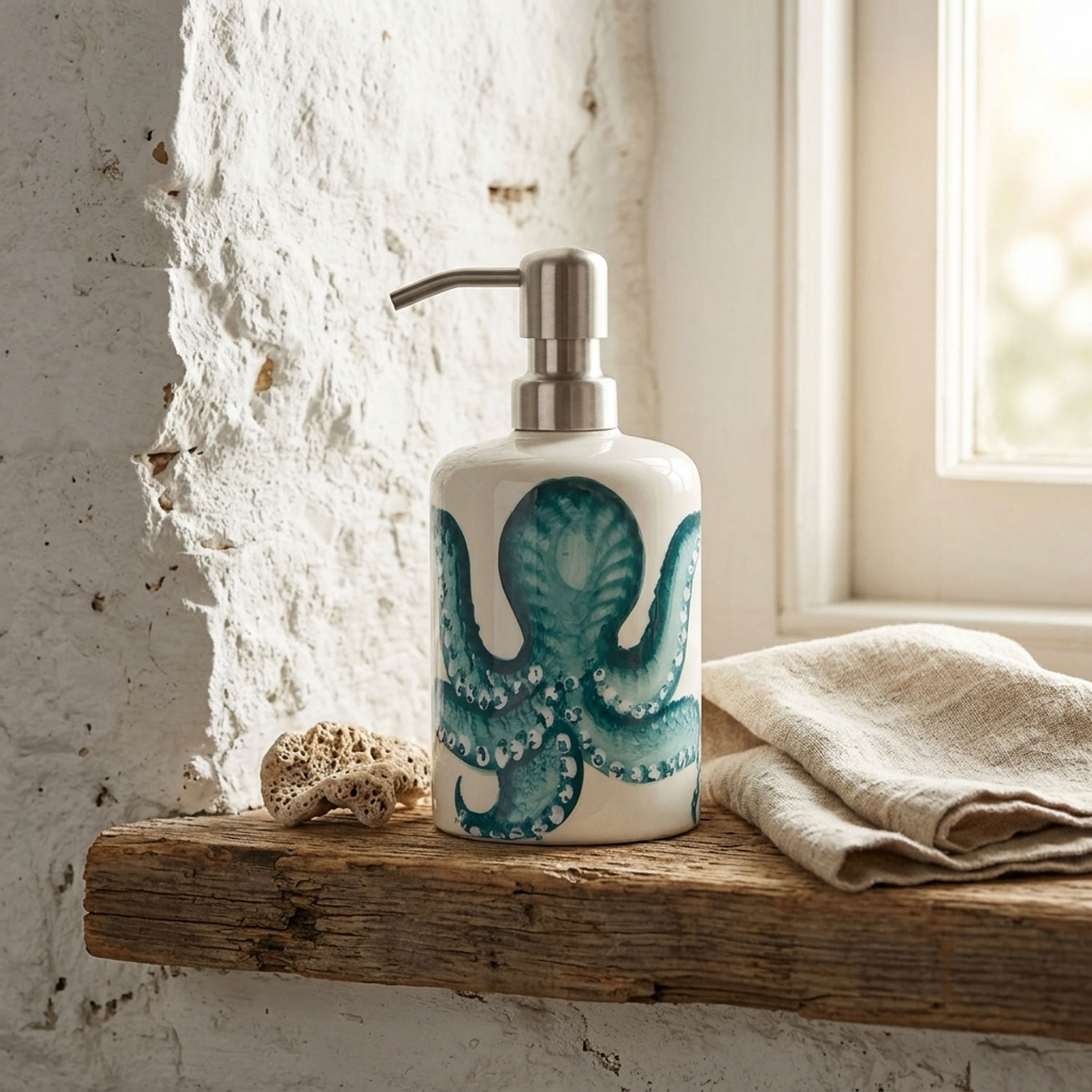 Dispenser in ceramica decorata polpo
