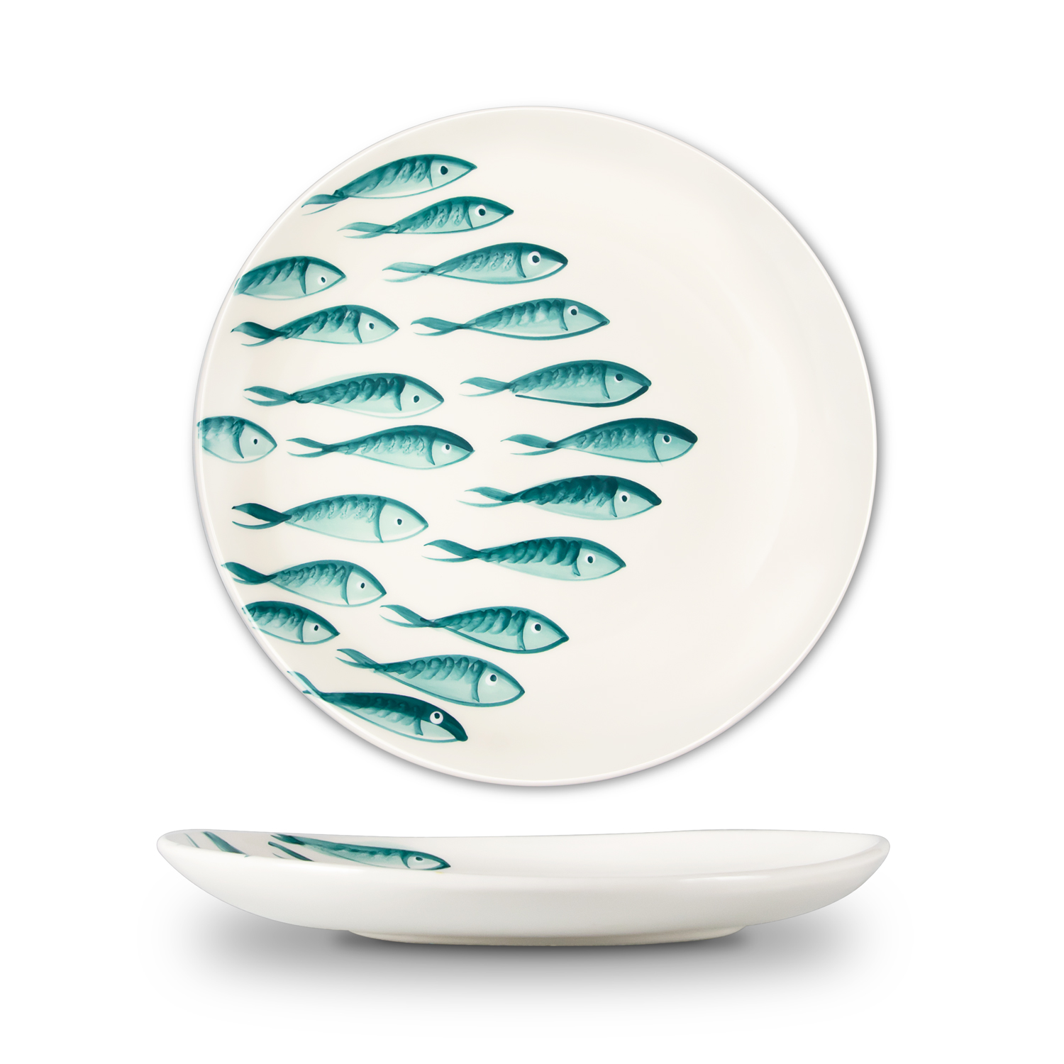 Set colazione in ceramica decorata pesci