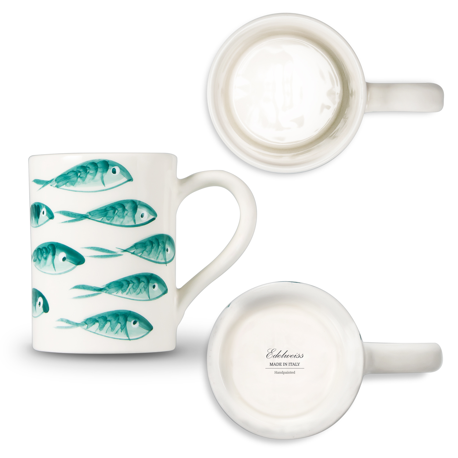 Set colazione in ceramica decorata pesci