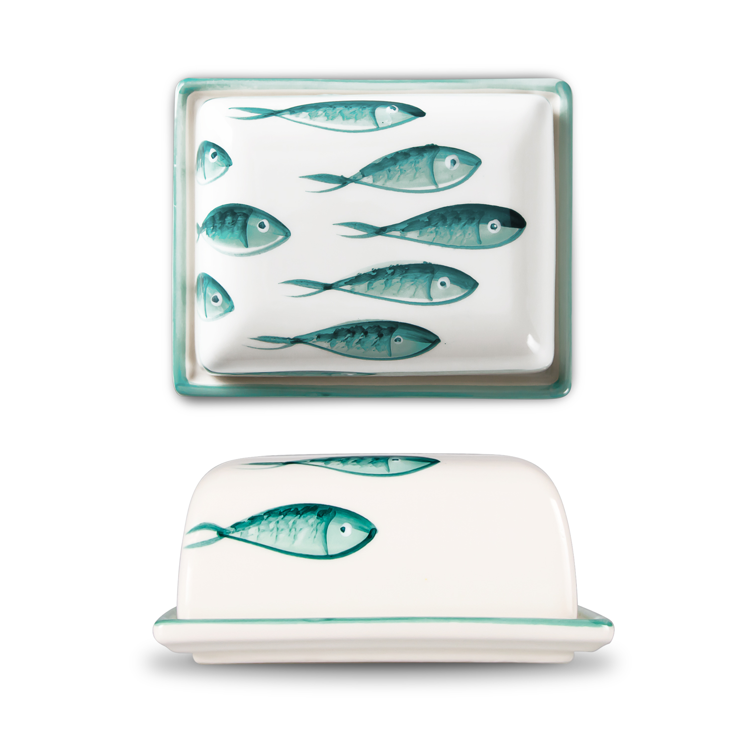 Set colazione in ceramica decorata pesci