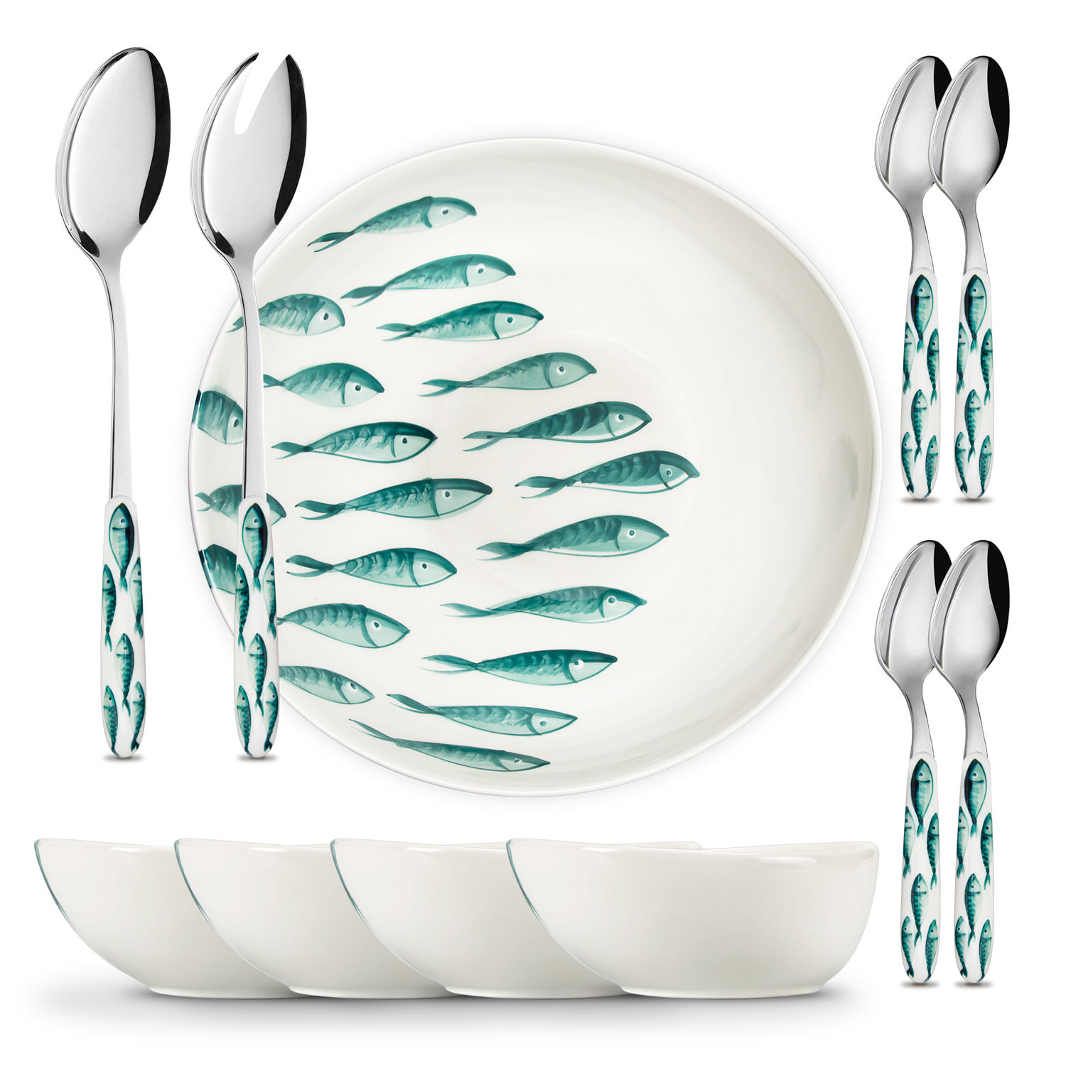 Set macedonia in ceramica decorata pesci