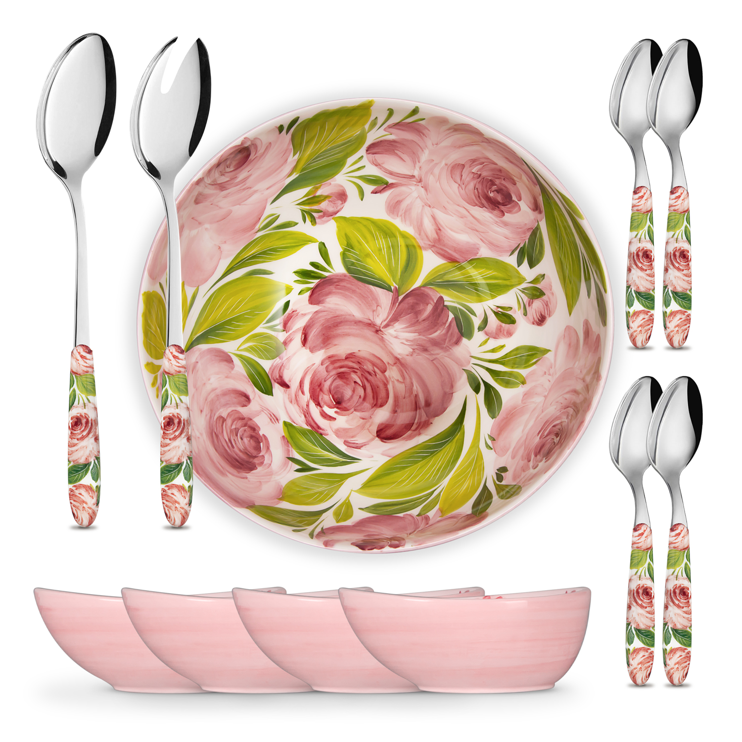 Set macedonia in ceramica decorata rose