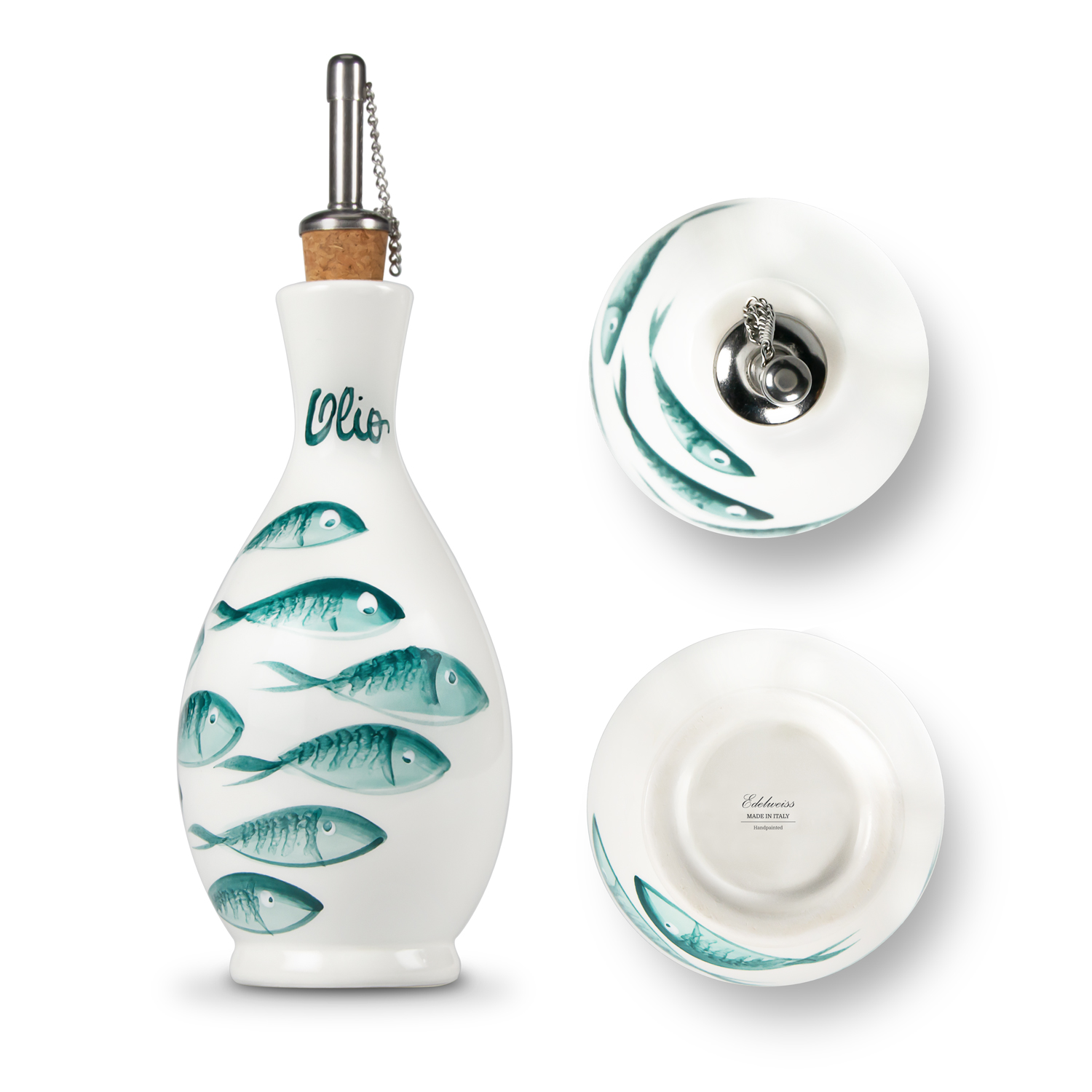 Set insalata in ceramica decorata pesci