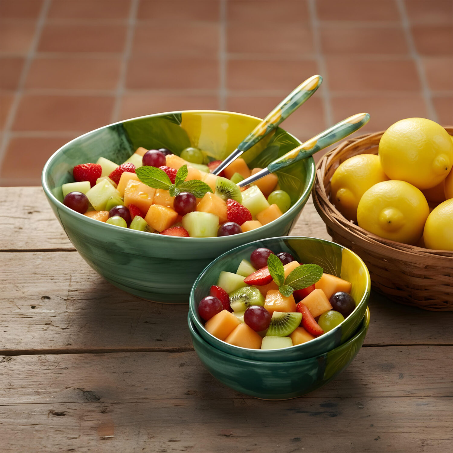 Set macedonia in ceramica decorata limoni