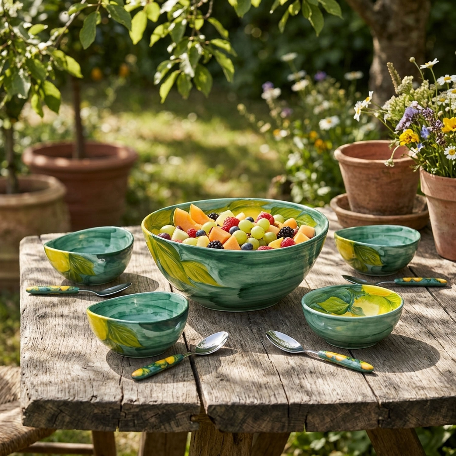 Set macedonia in ceramica decorata limoni