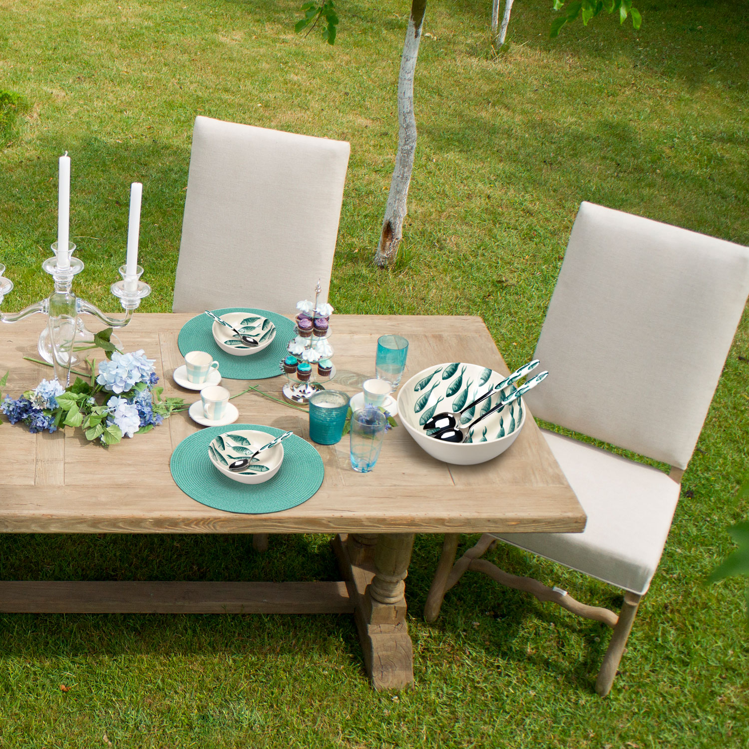 Set macedonia in ceramica decorata pesci