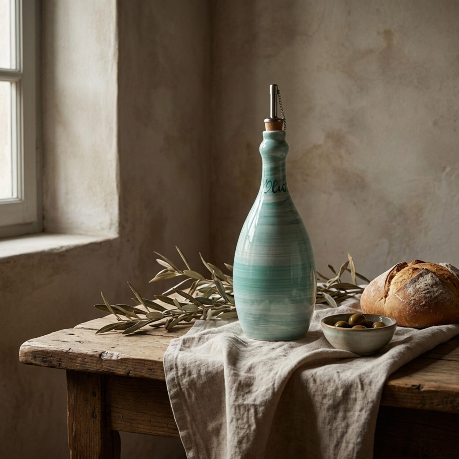 Bottiglia olio in ceramica decorata tiffany 750 ml