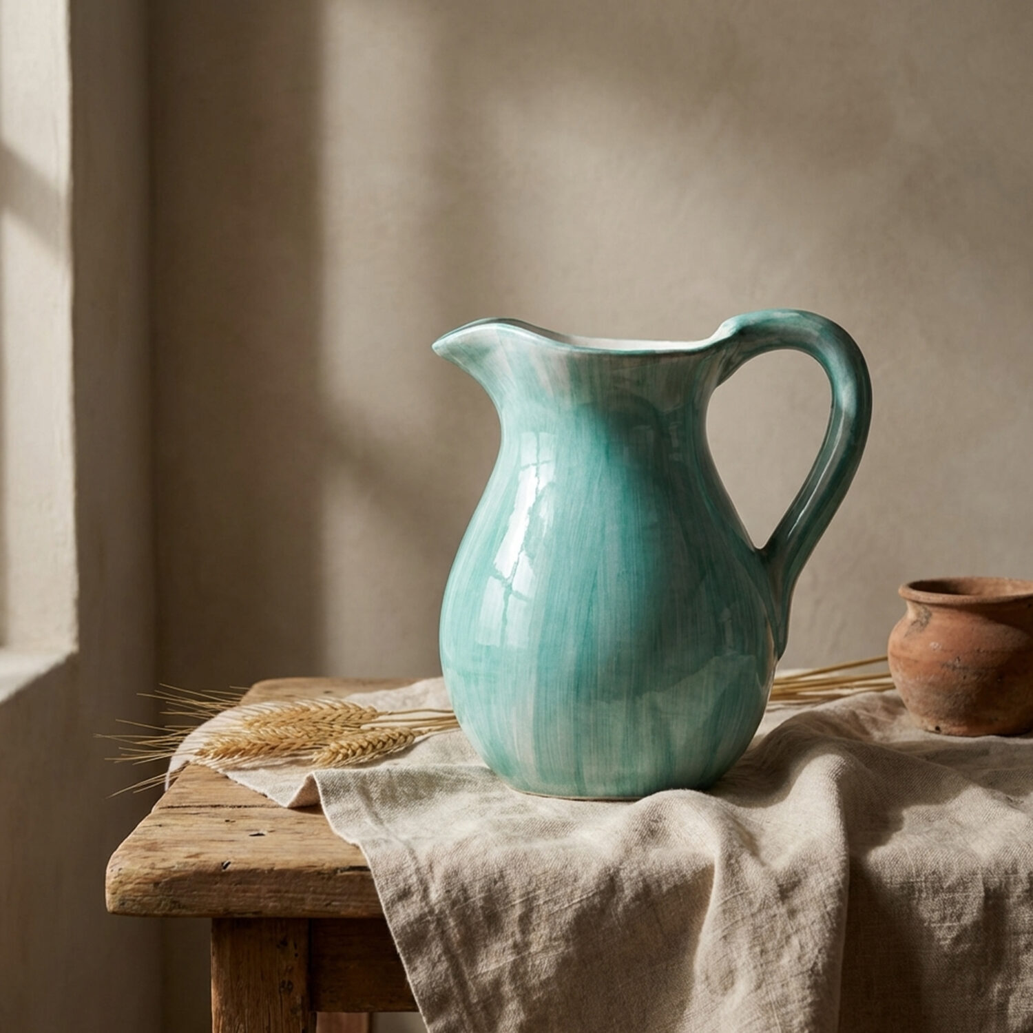 Brocca caraffa in ceramica decorata tiffany