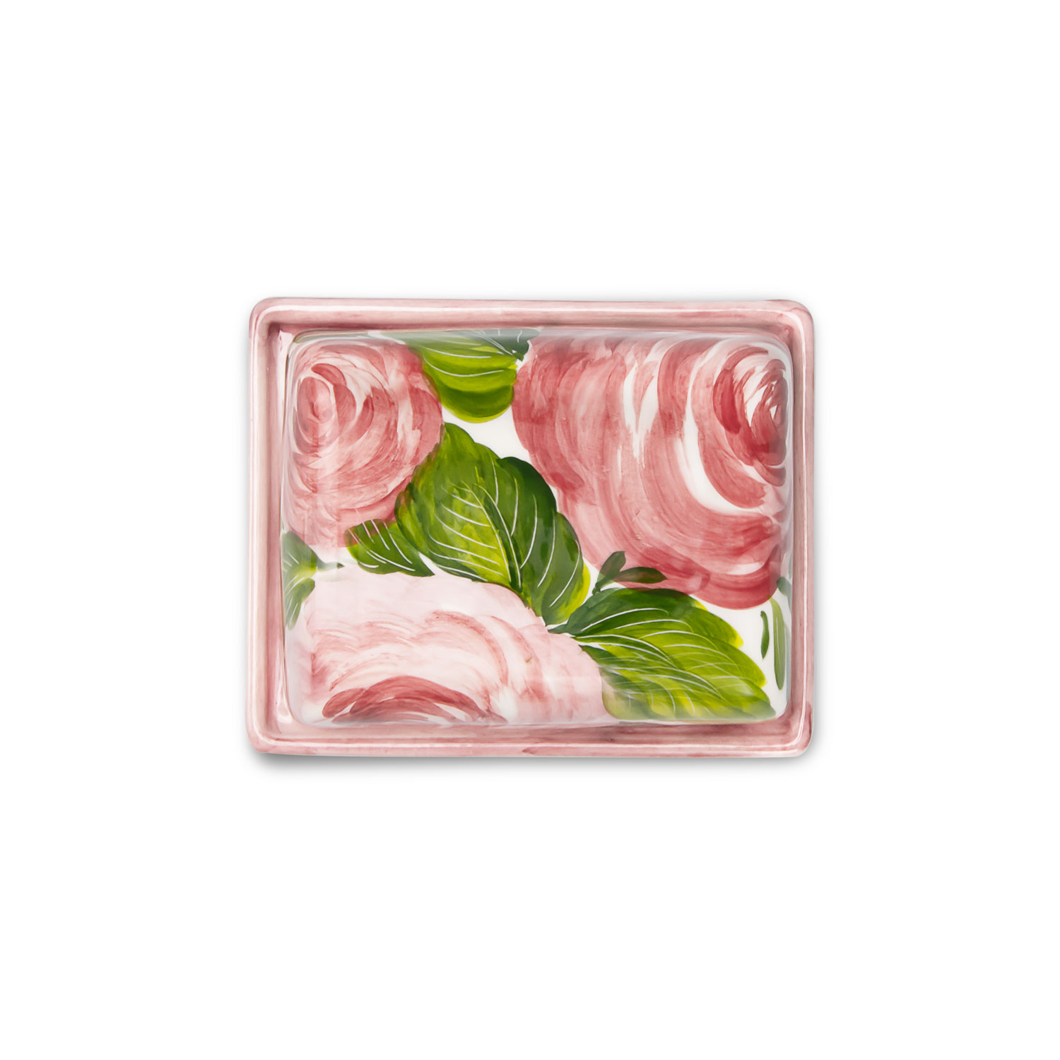 Burriera in ceramica decorata rose