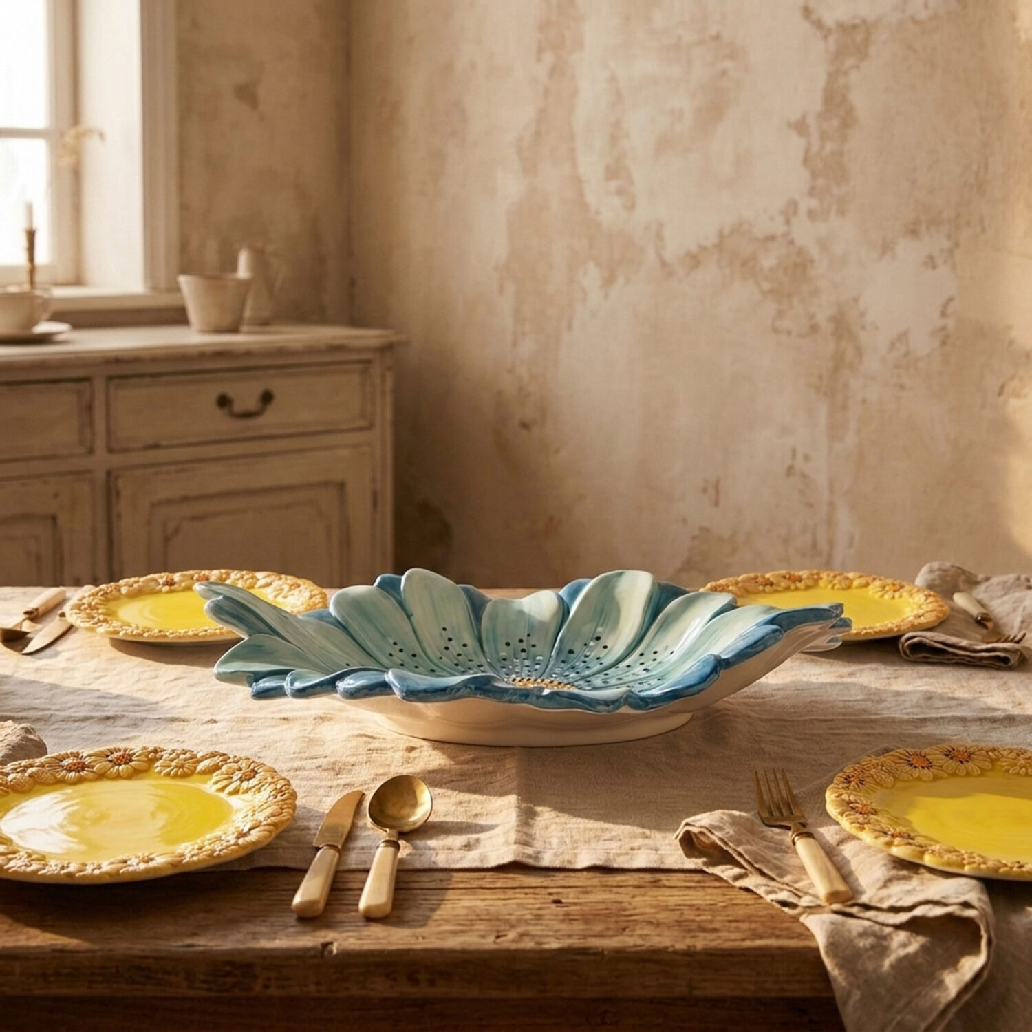 Centrotavola in ceramica decorata margherita tiffany