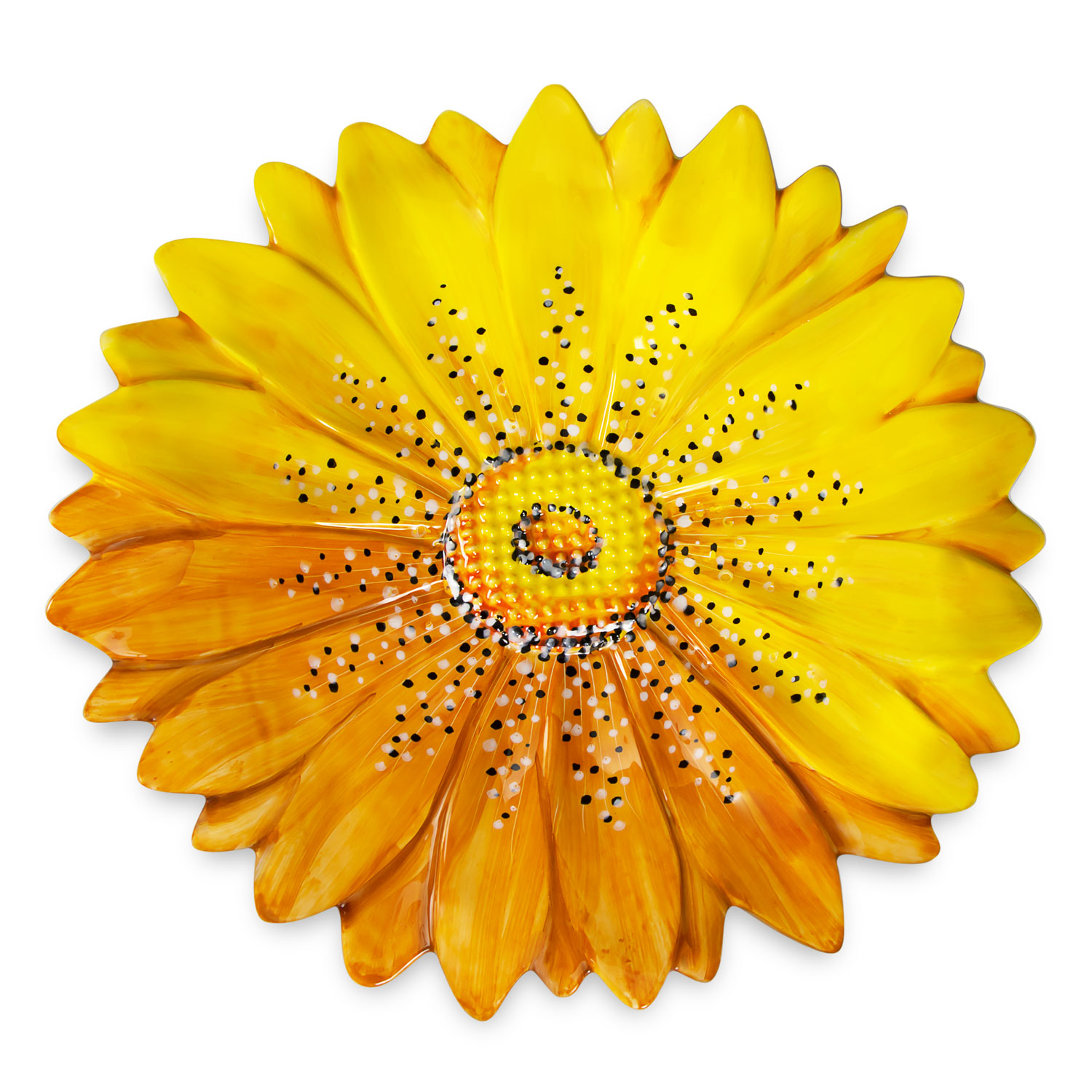 Centrotavola grande in ceramica decorata margherita gialla