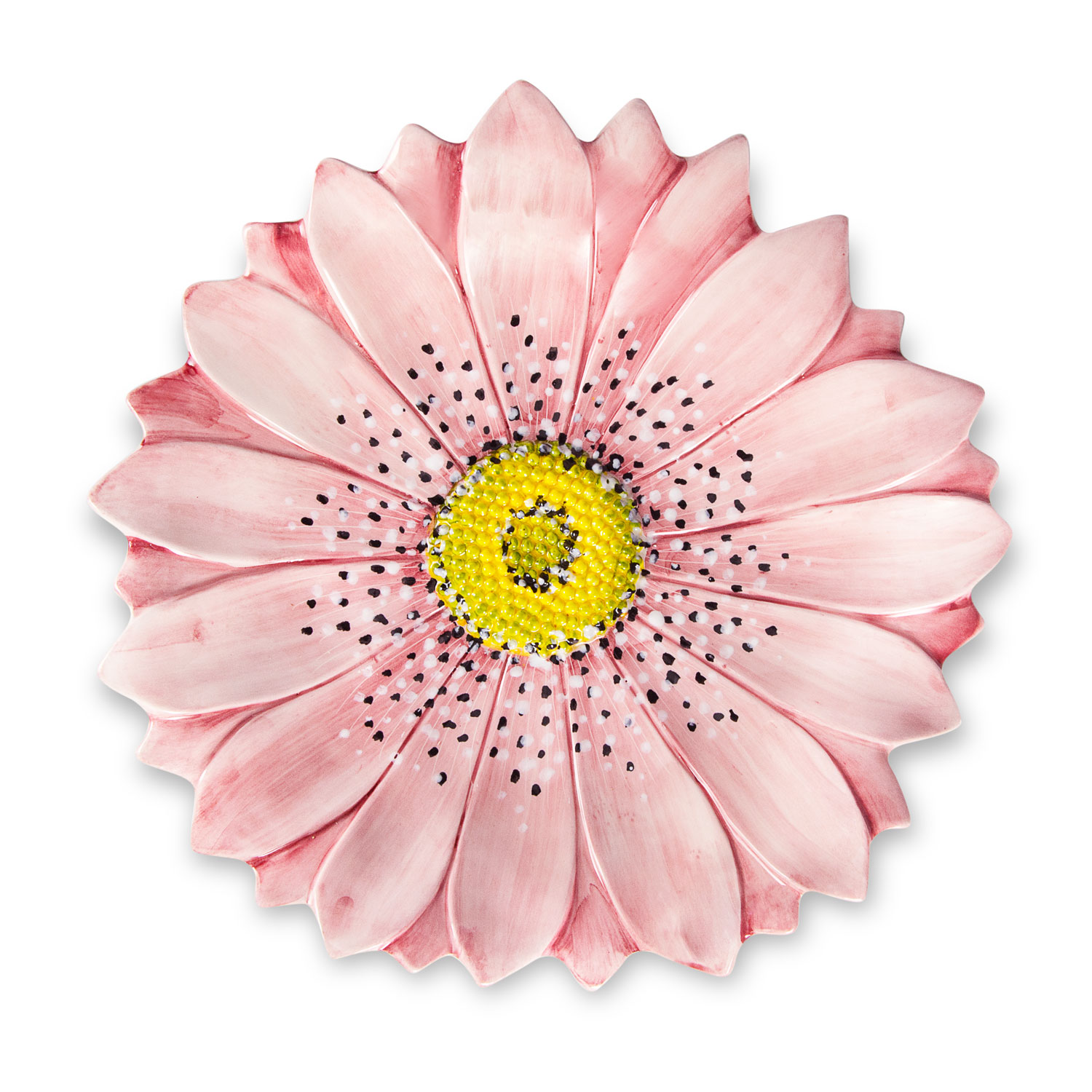 Centrotavola in ceramica decorata margherita rosa