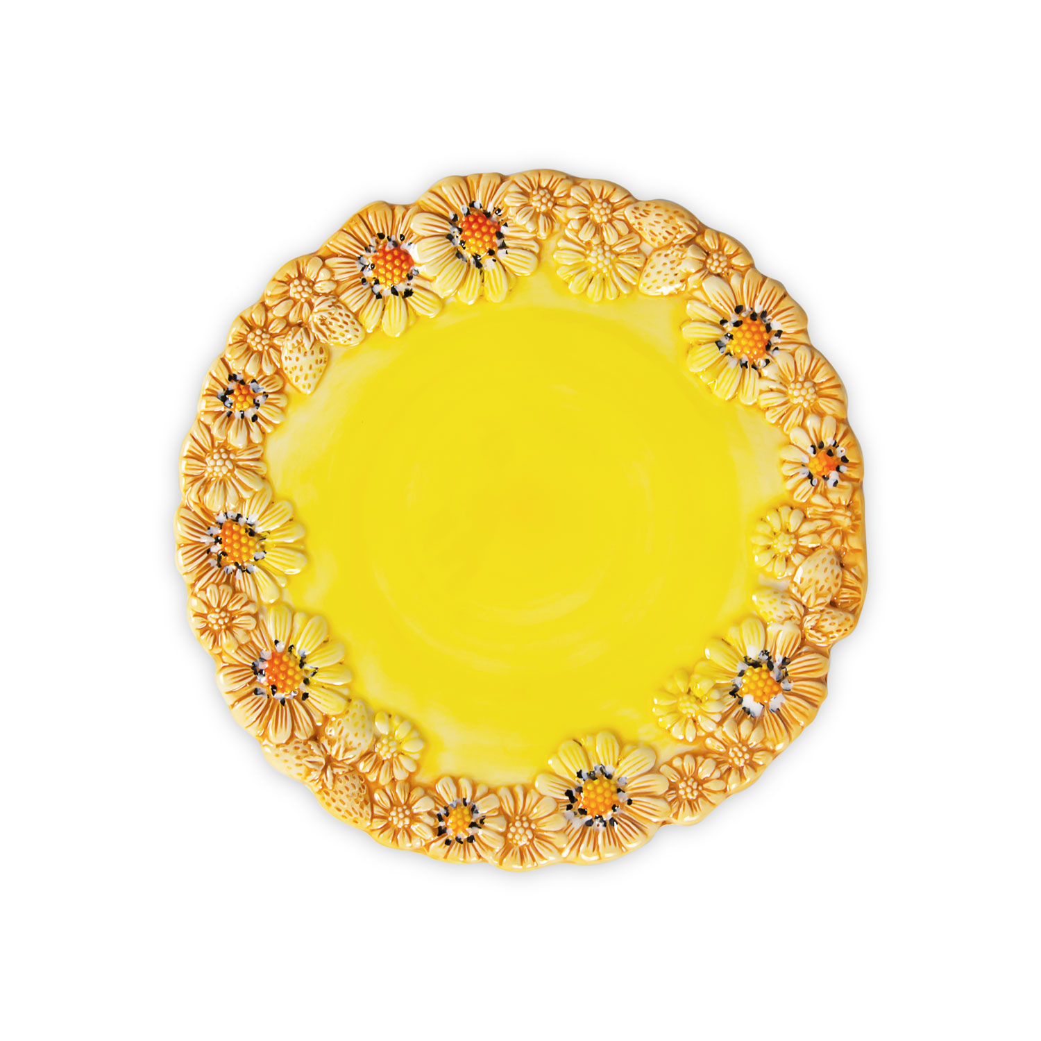 Piatto frutta in ceramica decorata margherite gialle