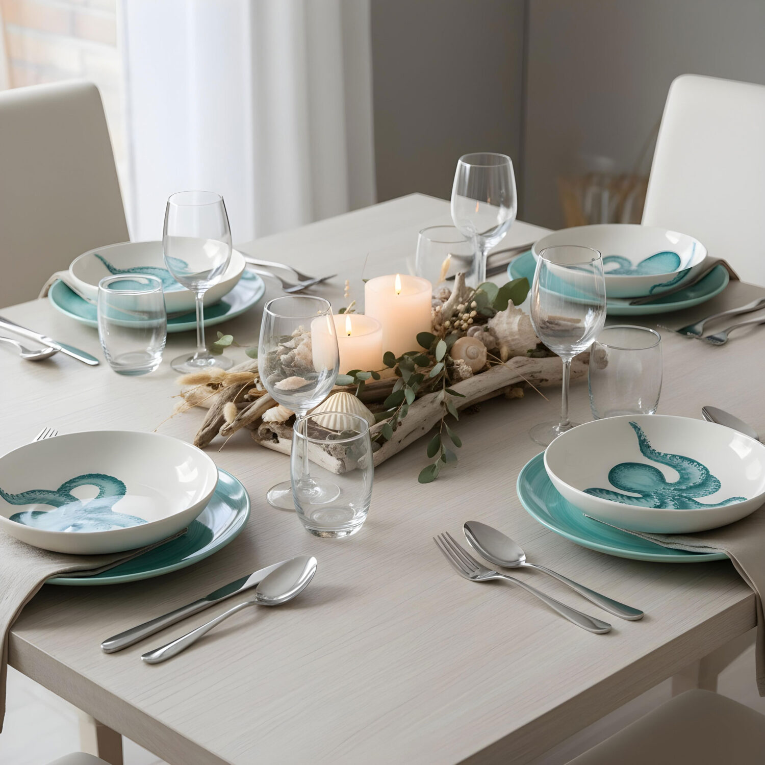 Set piatti in ceramica decorata polipo tiffany