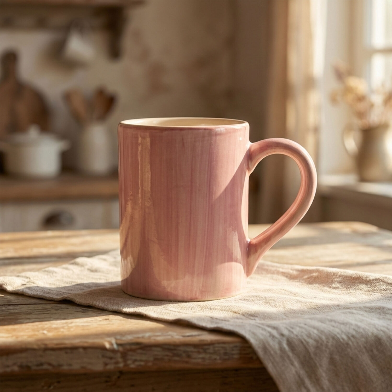 Tazza in ceramica dipinta rosa