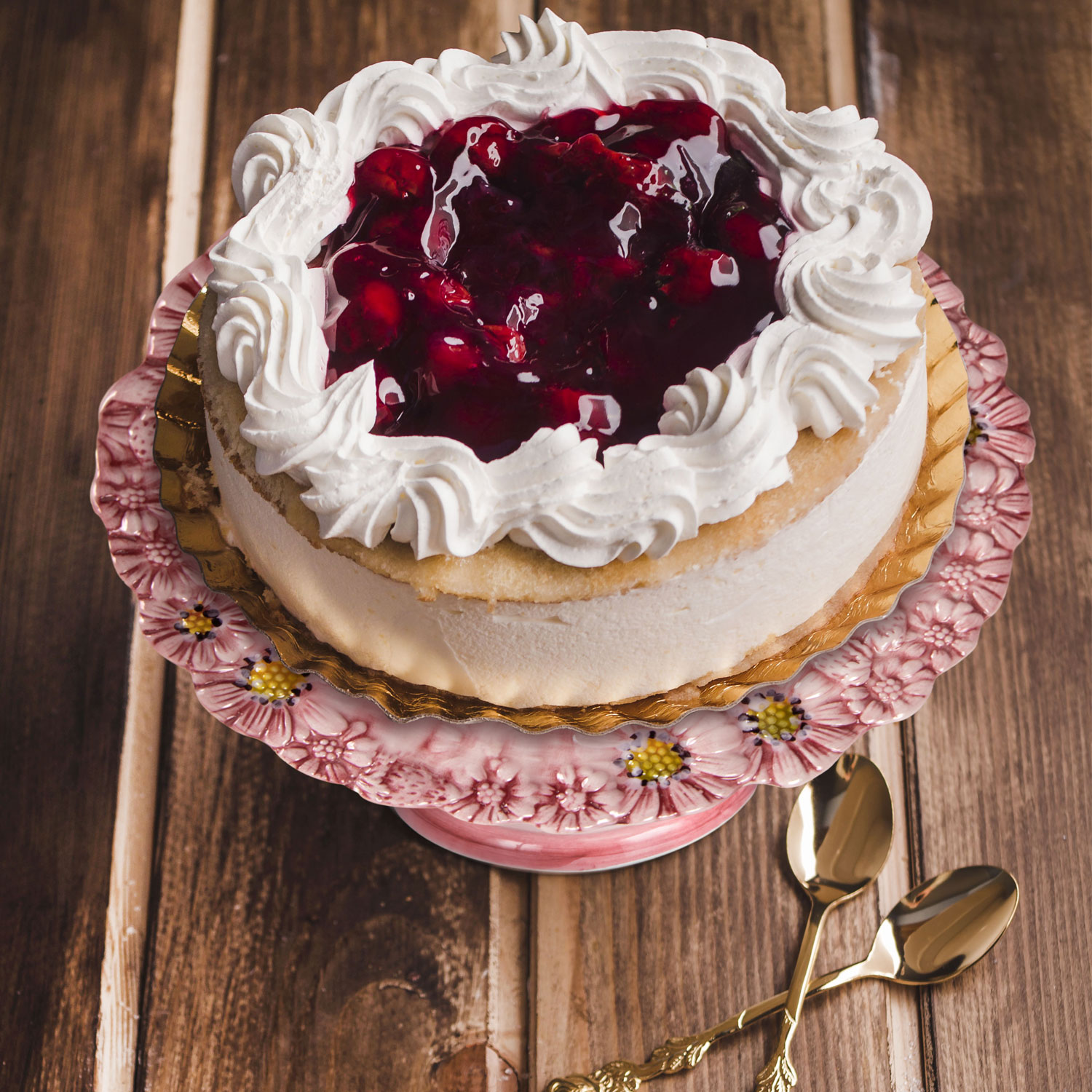 Alzata piccola in ceramica decorata rosa