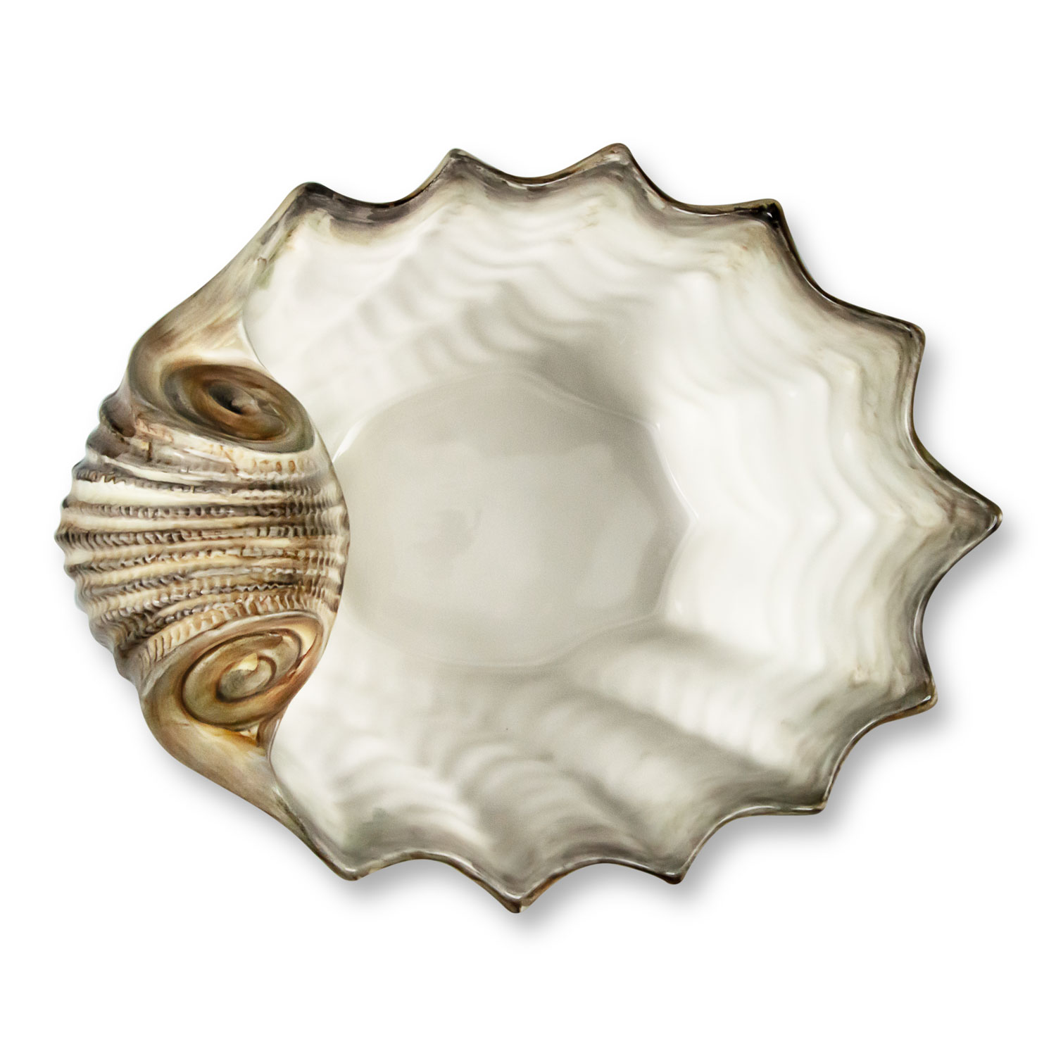 Ciotola in ceramica decorata capasanta marrone da 37