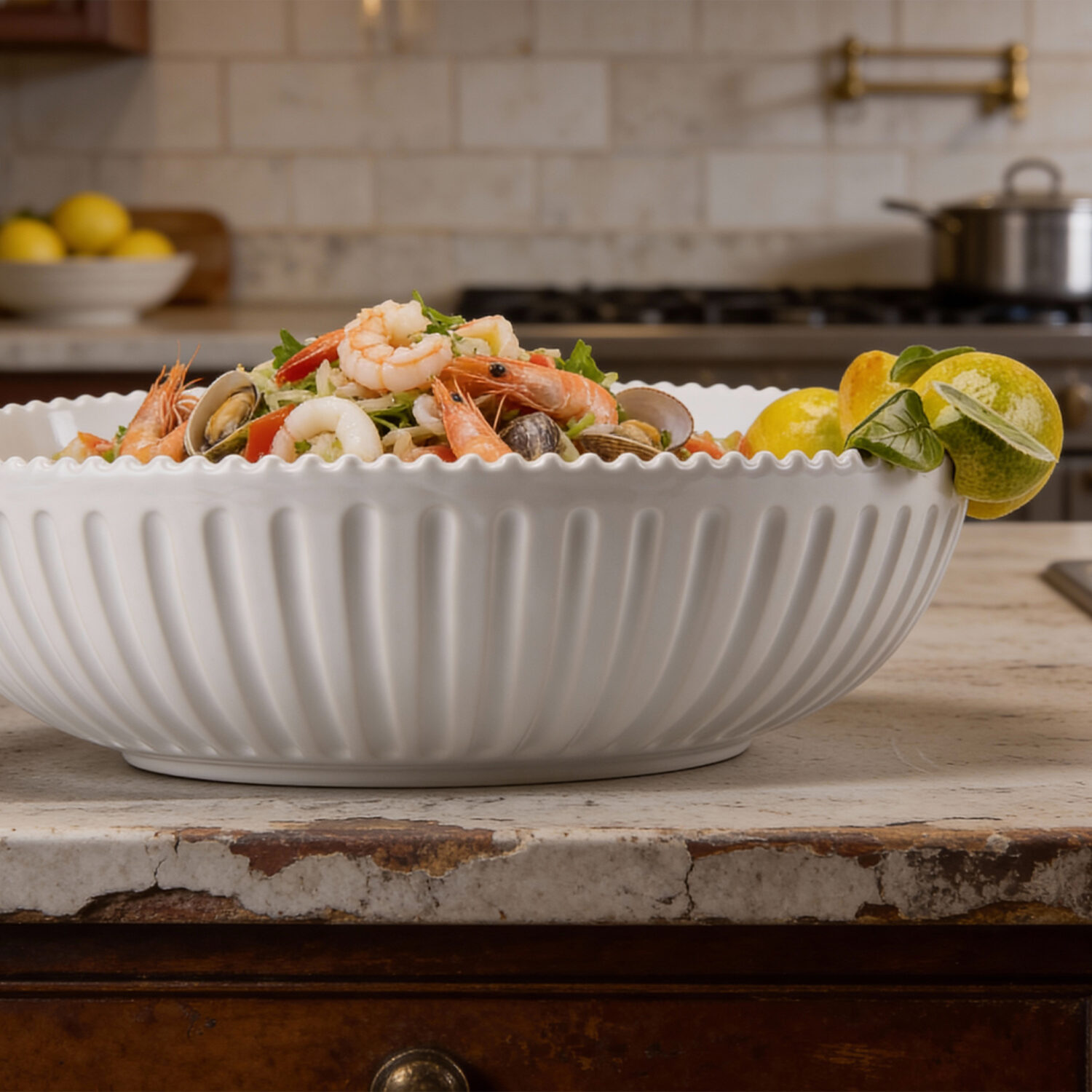 Ciotola in ceramica decorata limoni da 35