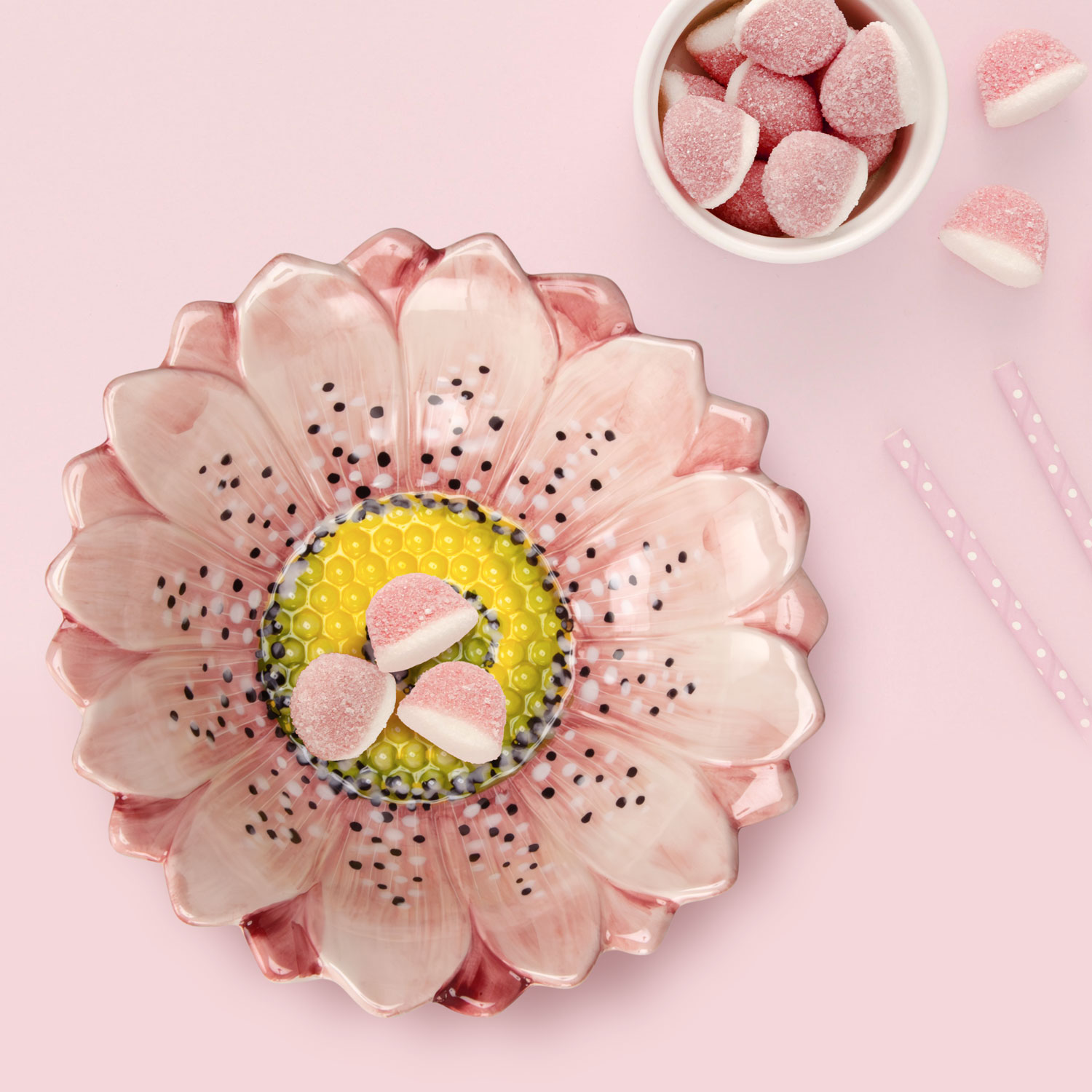 Ciotola in ceramica decorata margherita rosa da 23